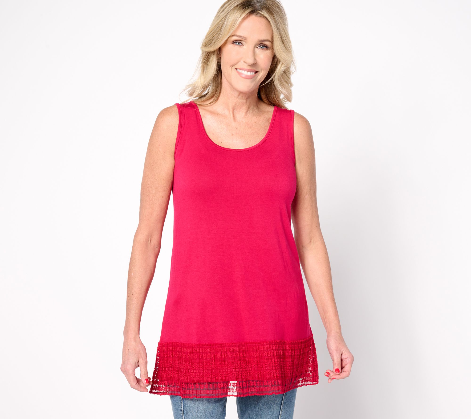 LOGO Layers by Tank Goldstein Lori Hem Top with Broomstick