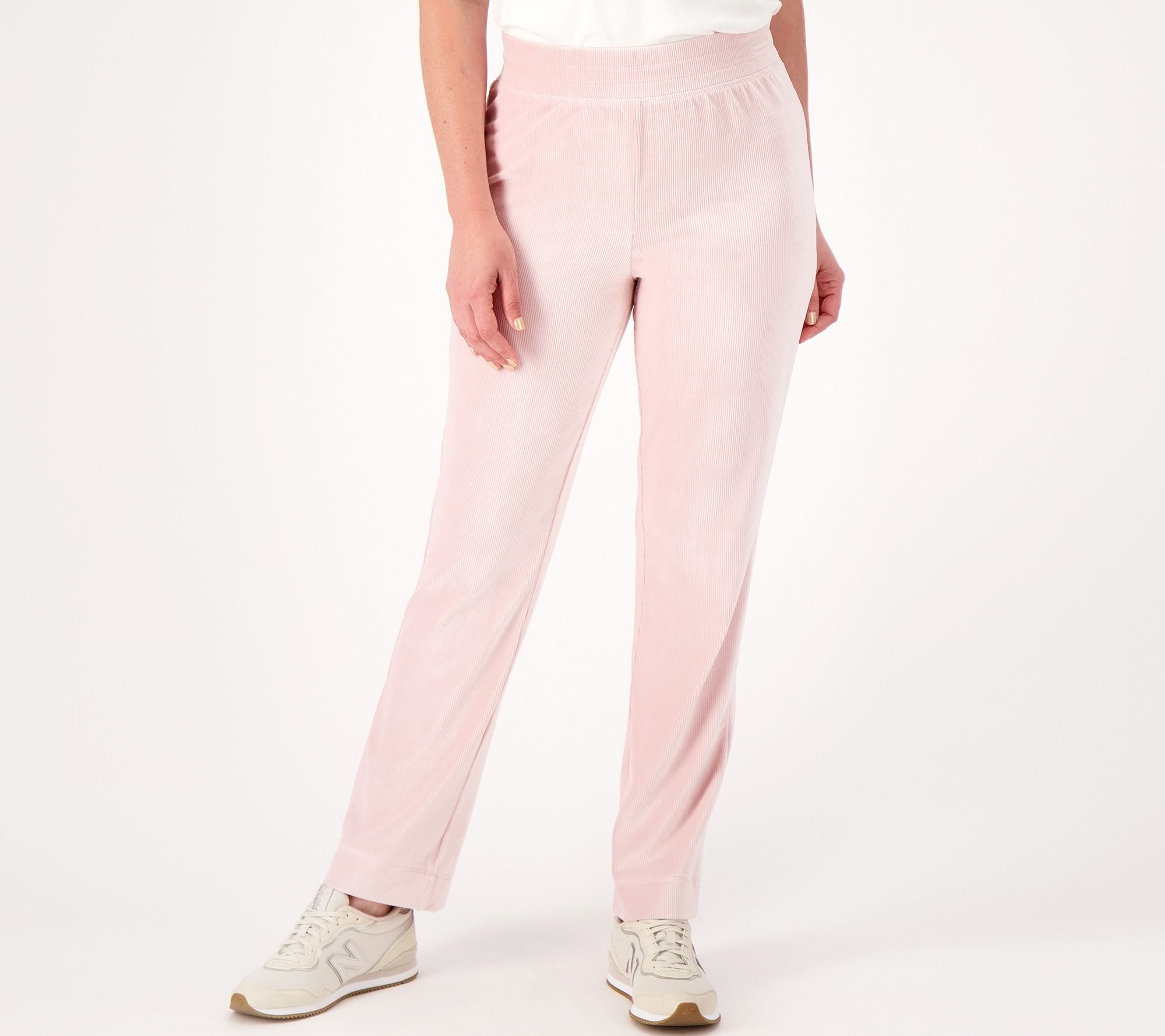 Isaac Mizrahi Live! Soho Petite Ribbed Velour Straight Leg Pant