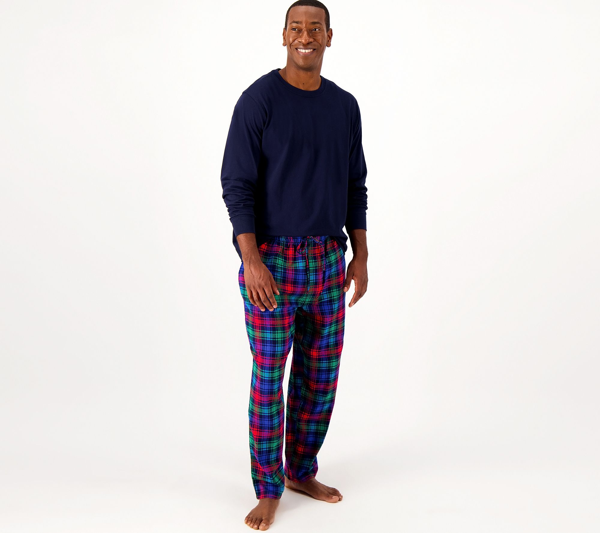 Lands' End Men's Knit Super Tee & Flannel Pants Pajama Set 
