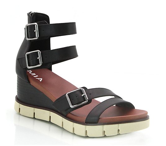 Mia Stacked Wedge Sandals - Darcel