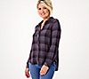 Side Stitch Long Sleeve Plaid Button Down Top