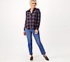 Side Stitch Long Sleeve Plaid Button Down Top, 2 of 3