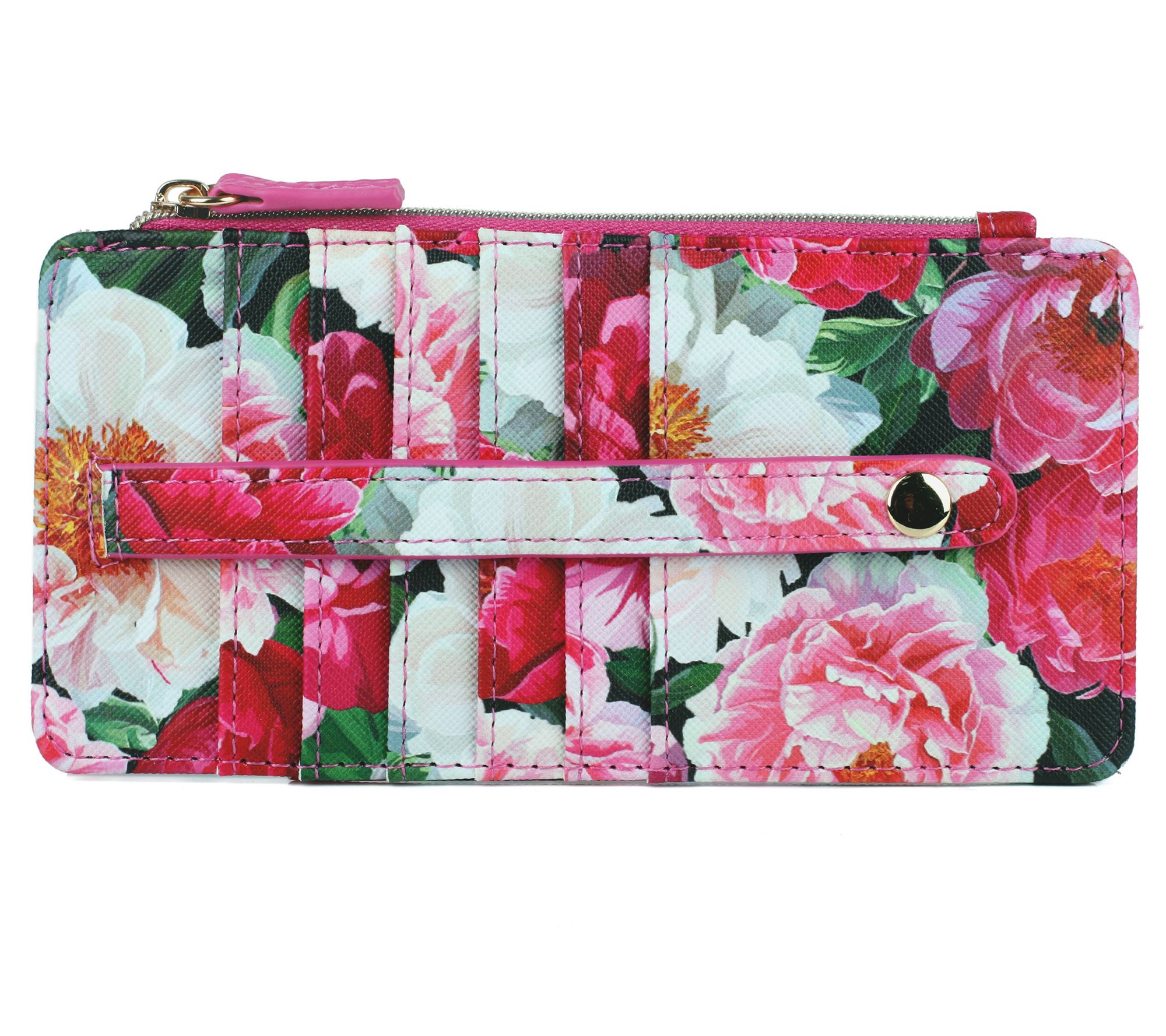 Julia Buxton Fuchsia Floral Blooms Thin Card Case - QVC.com