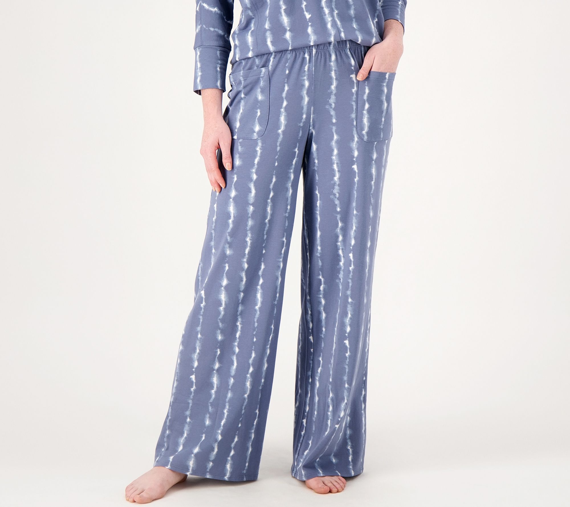 Women's Plus Size Striped Simply Cool Pajama Pants - Stars Above Blue 4X
