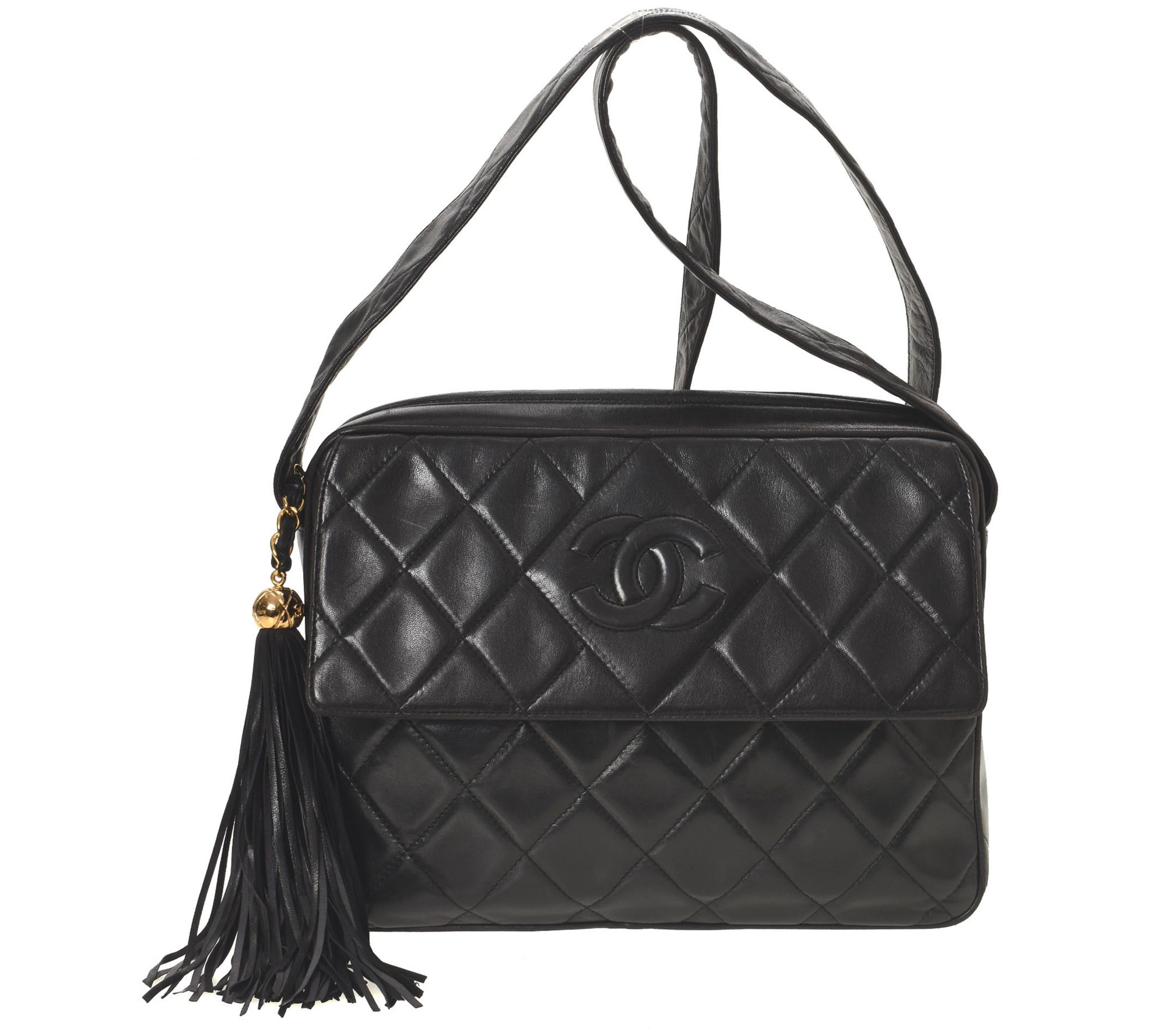 Chanel Vintage Black Lambskin Chain Strap Shoulder Bag at Jill's