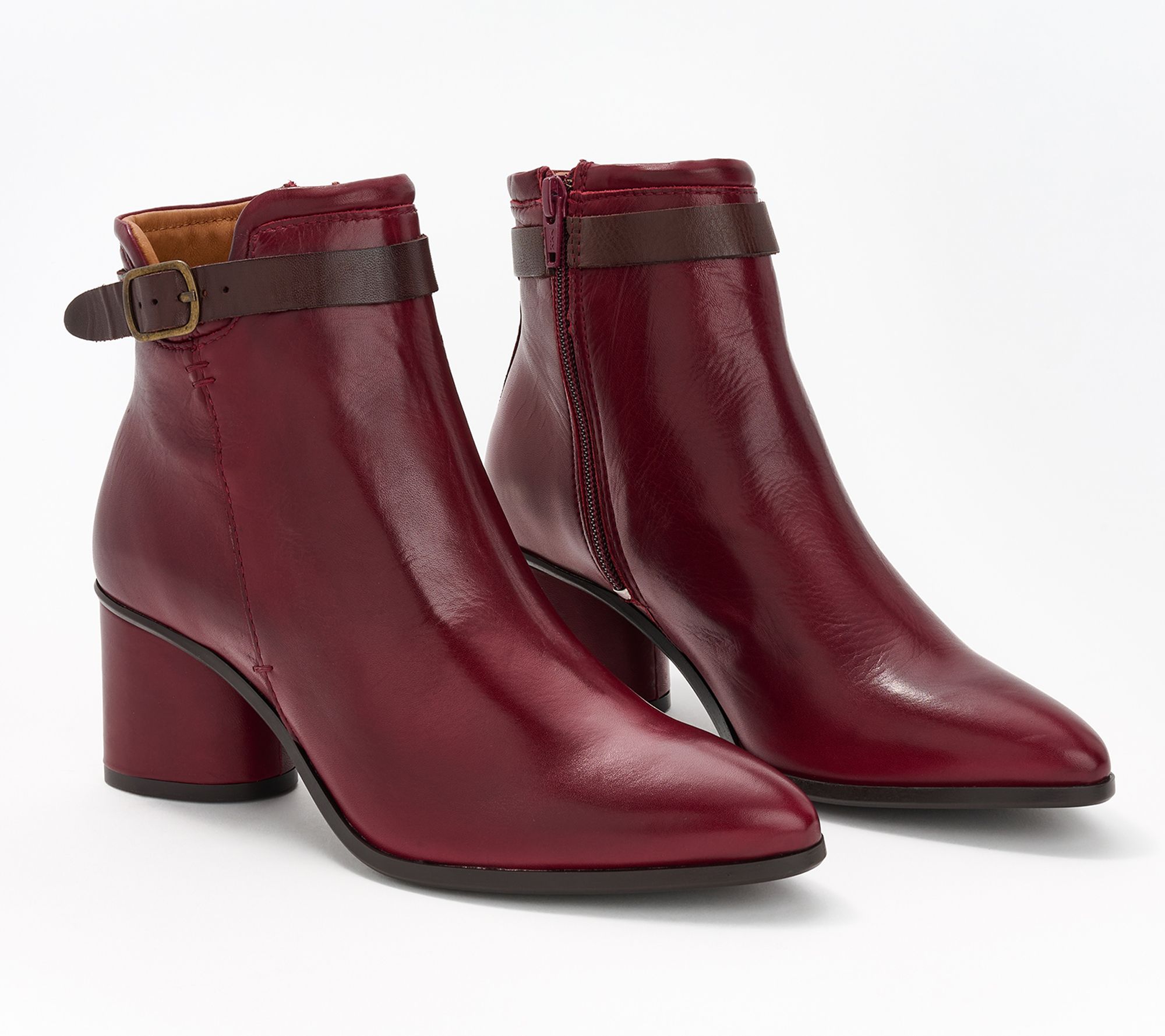 Burgundy block heel sale ankle boots