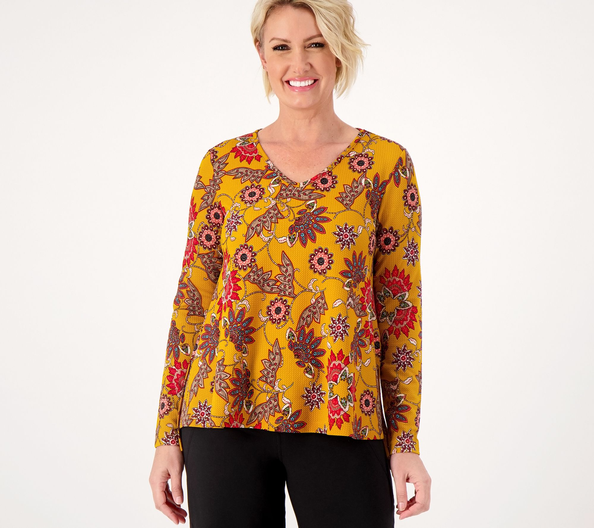 "As Is" Attitudes by Renee Long Sleeve V-Neck Tunic Textured