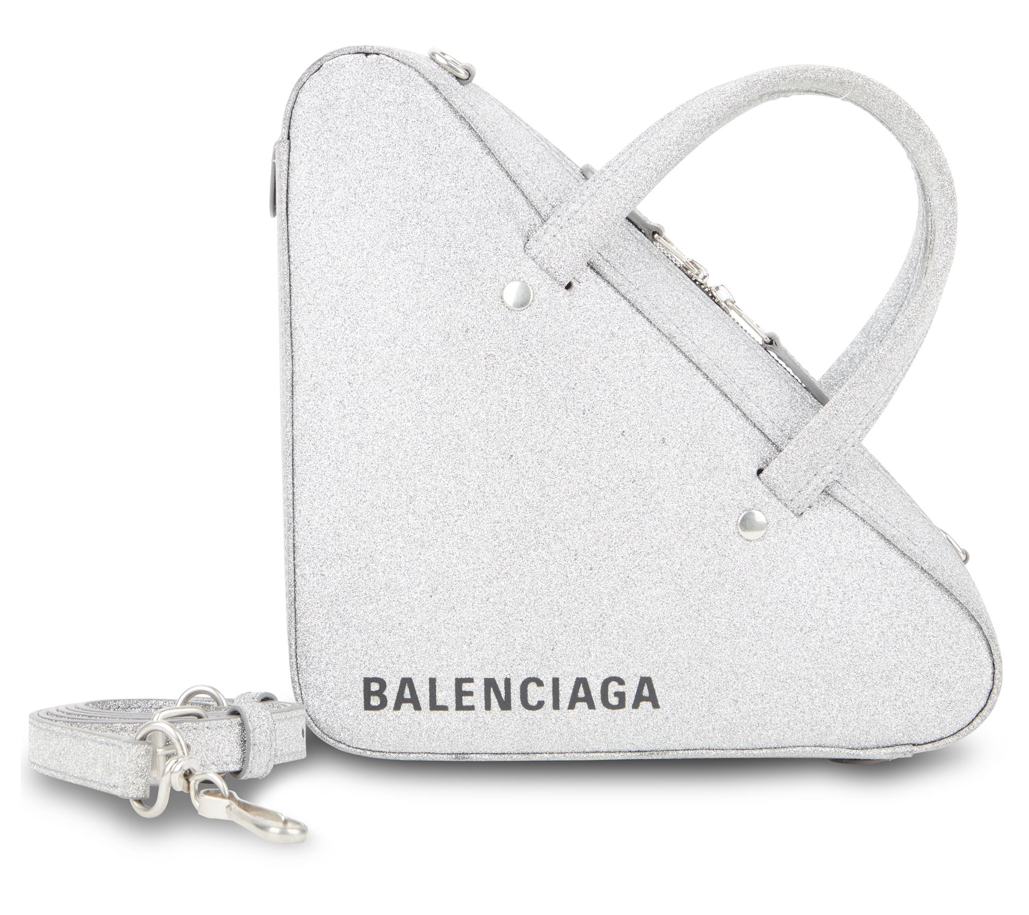 sfærisk ustabil Bange for at dø Pre-Owned Balenciaga Glitter Triangle XS Bag Siver - QVC.com