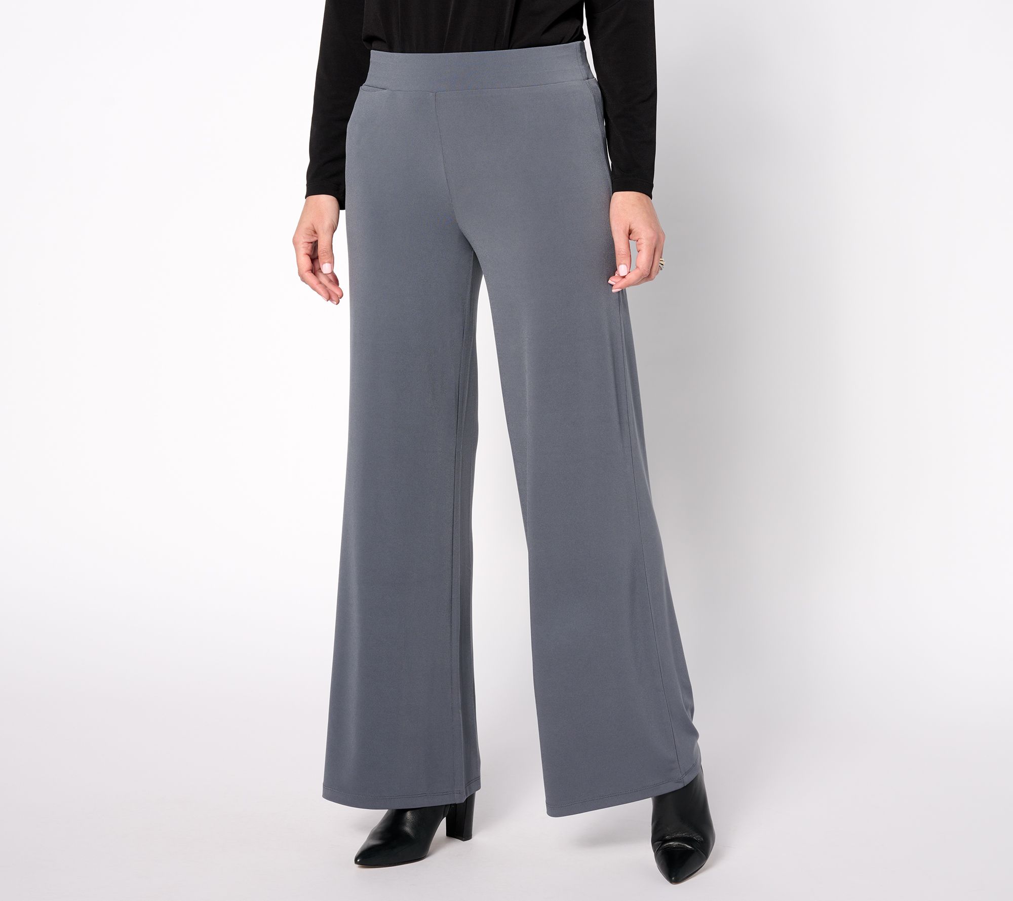 As Is Susan Graver SG Sport Petite Knit Pants w/ Shirring Detail 