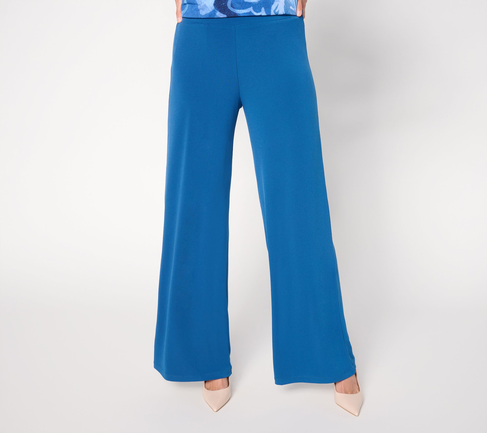 Susan Graver Modern Essential Pet Liquid Knit Wide-Leg Pants