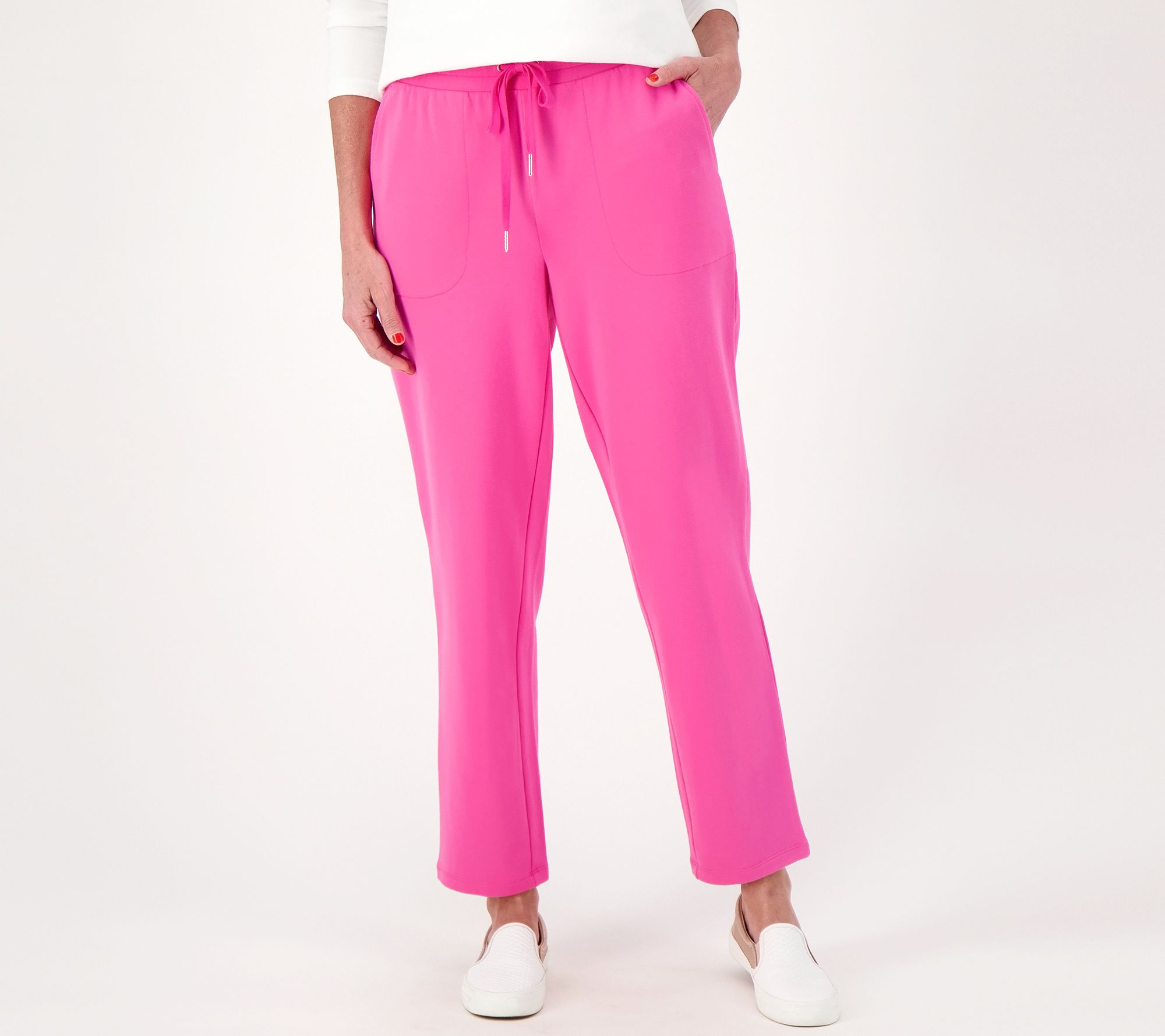 "As Is" Denim & Co. Active French Terry Regular Pull-On Ankle Pants