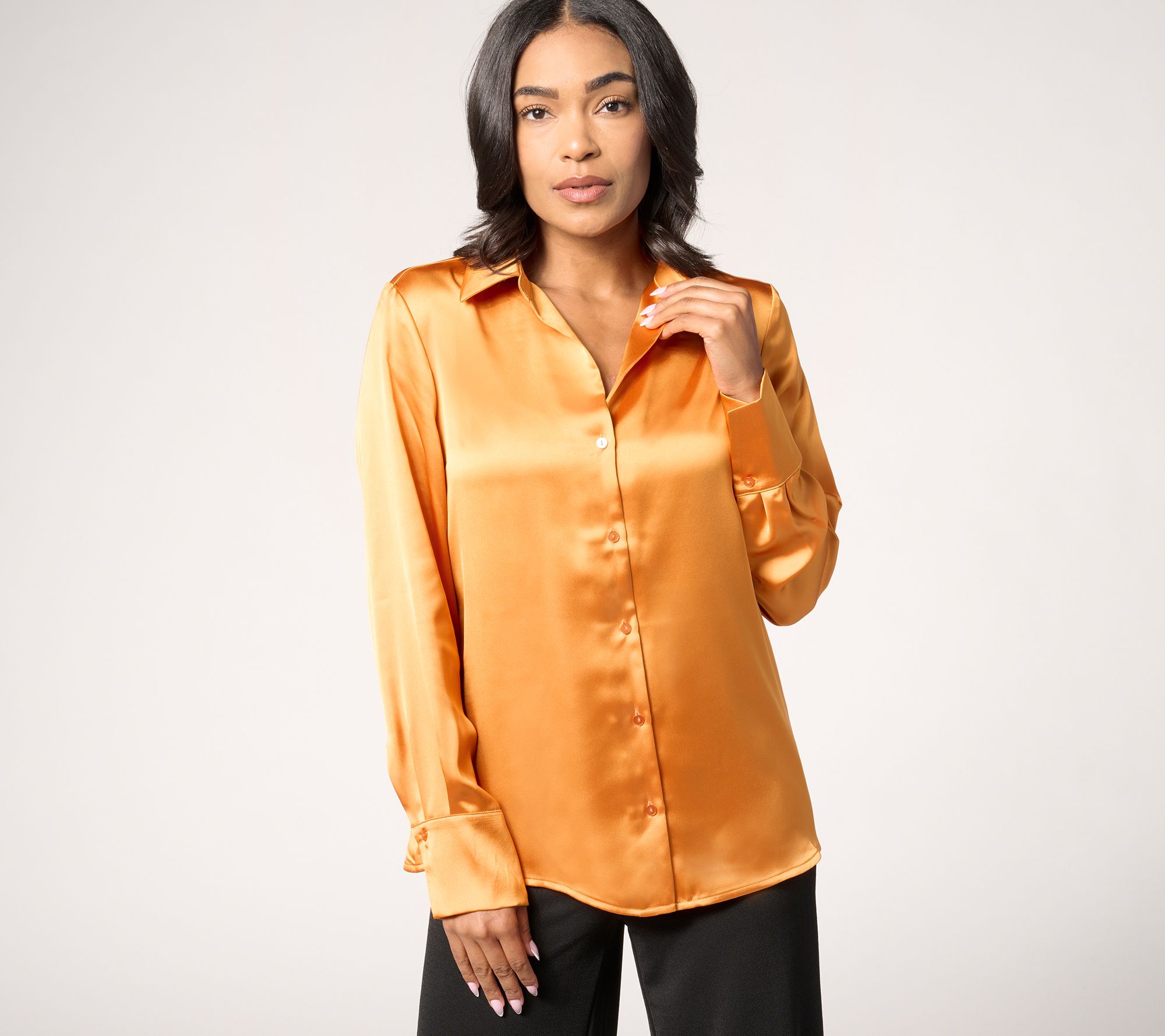 BEAUTIFUL by Lawrence Zarian The Joy Satin Button-Front Blouse