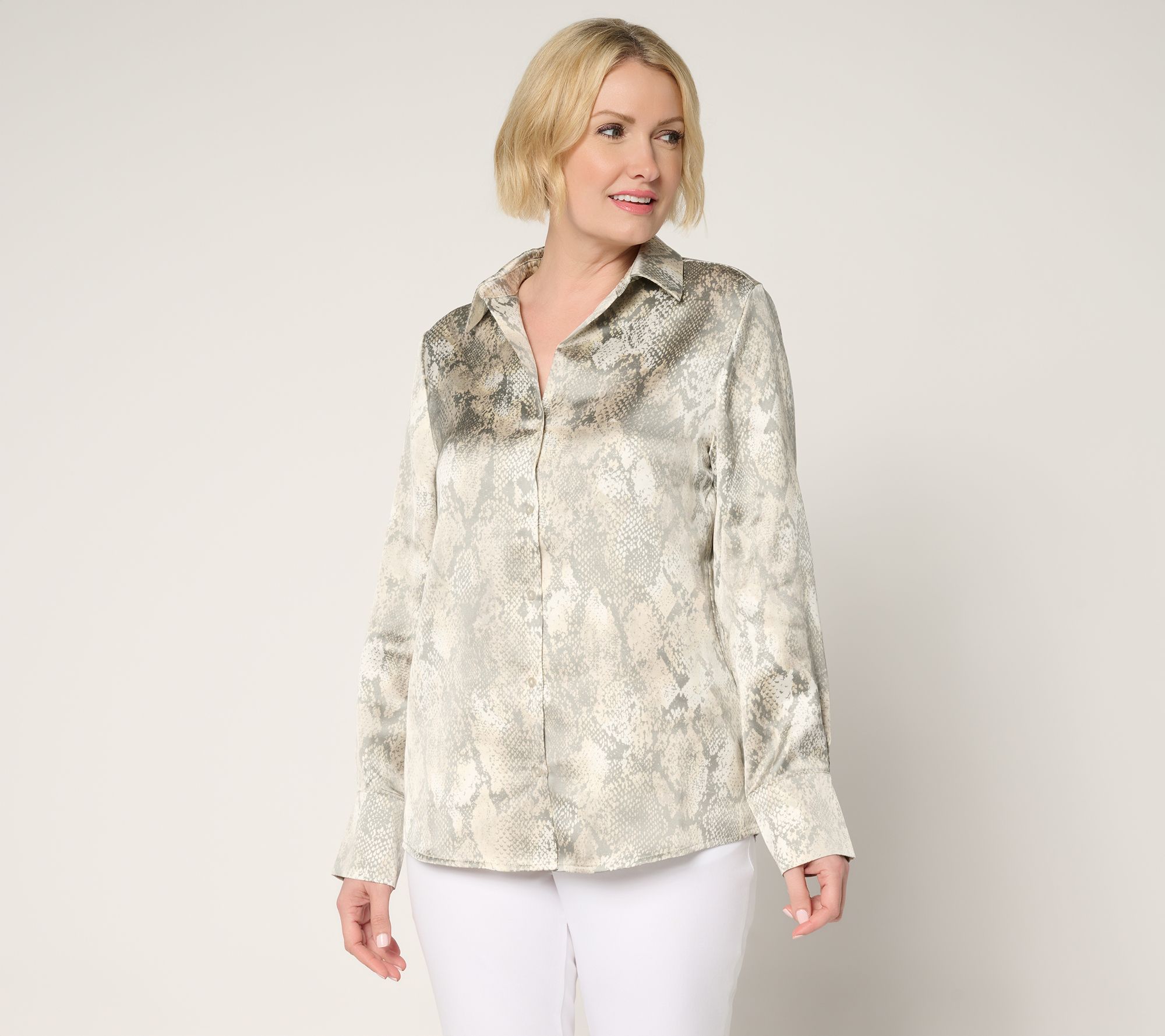 BEAUTIFUL by Lawrence Zarian The Joy Satin Button-Front Blouse