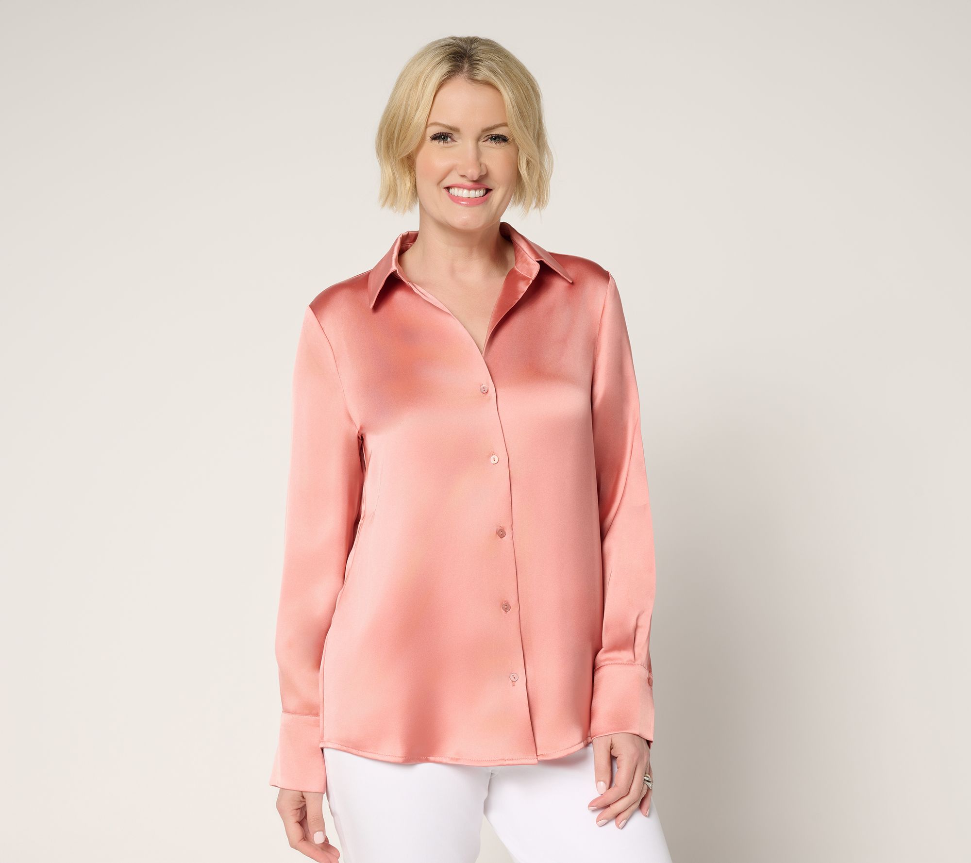 BEAUTIFUL by Lawrence Zarian The Joy Satin Button-Front Blouse