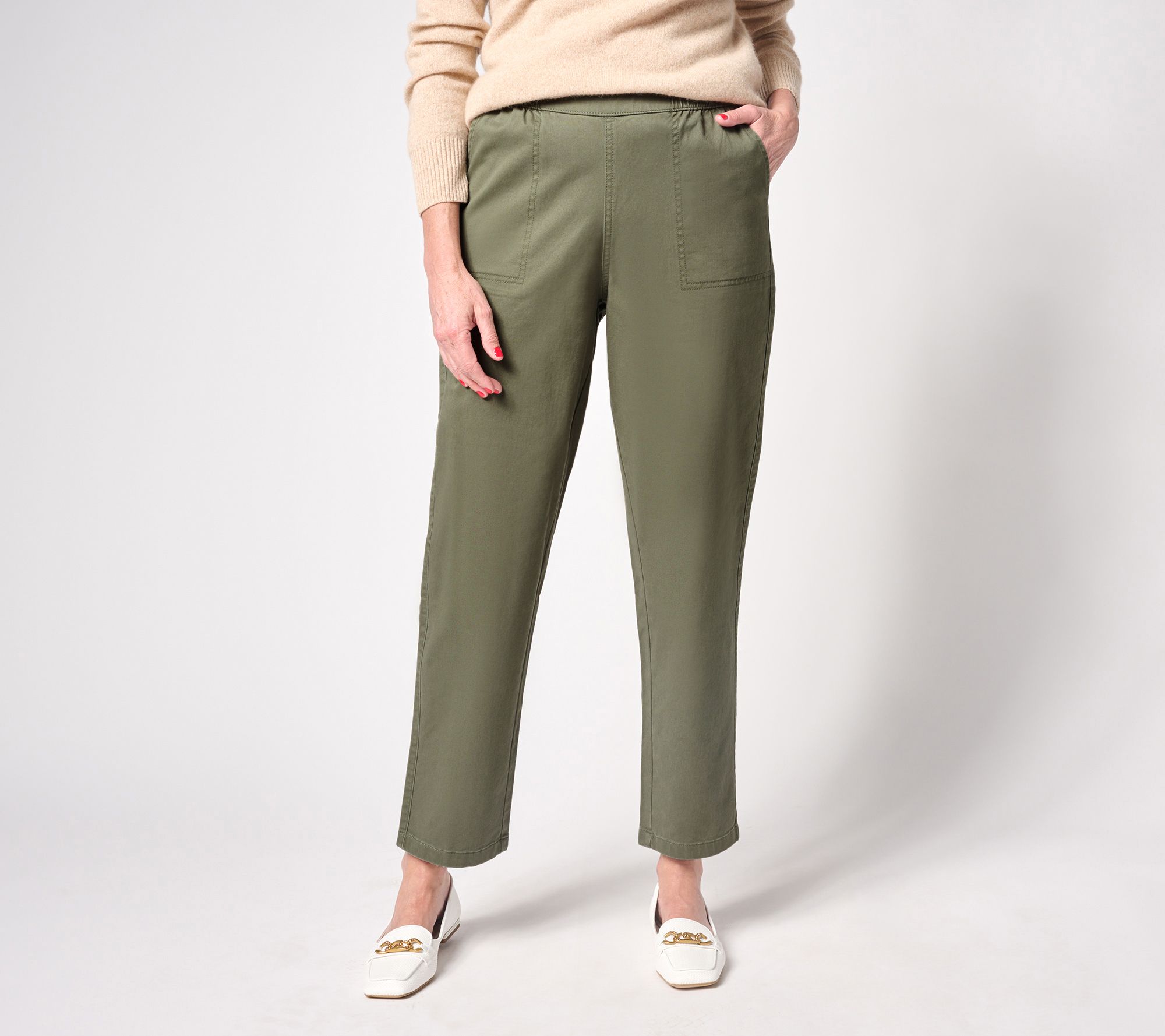 Denim & Co. Regular EasyWear Twill Straight Leg Pant w Denim & Co. Regular EasyWear Twill Straight Leg Pant w
