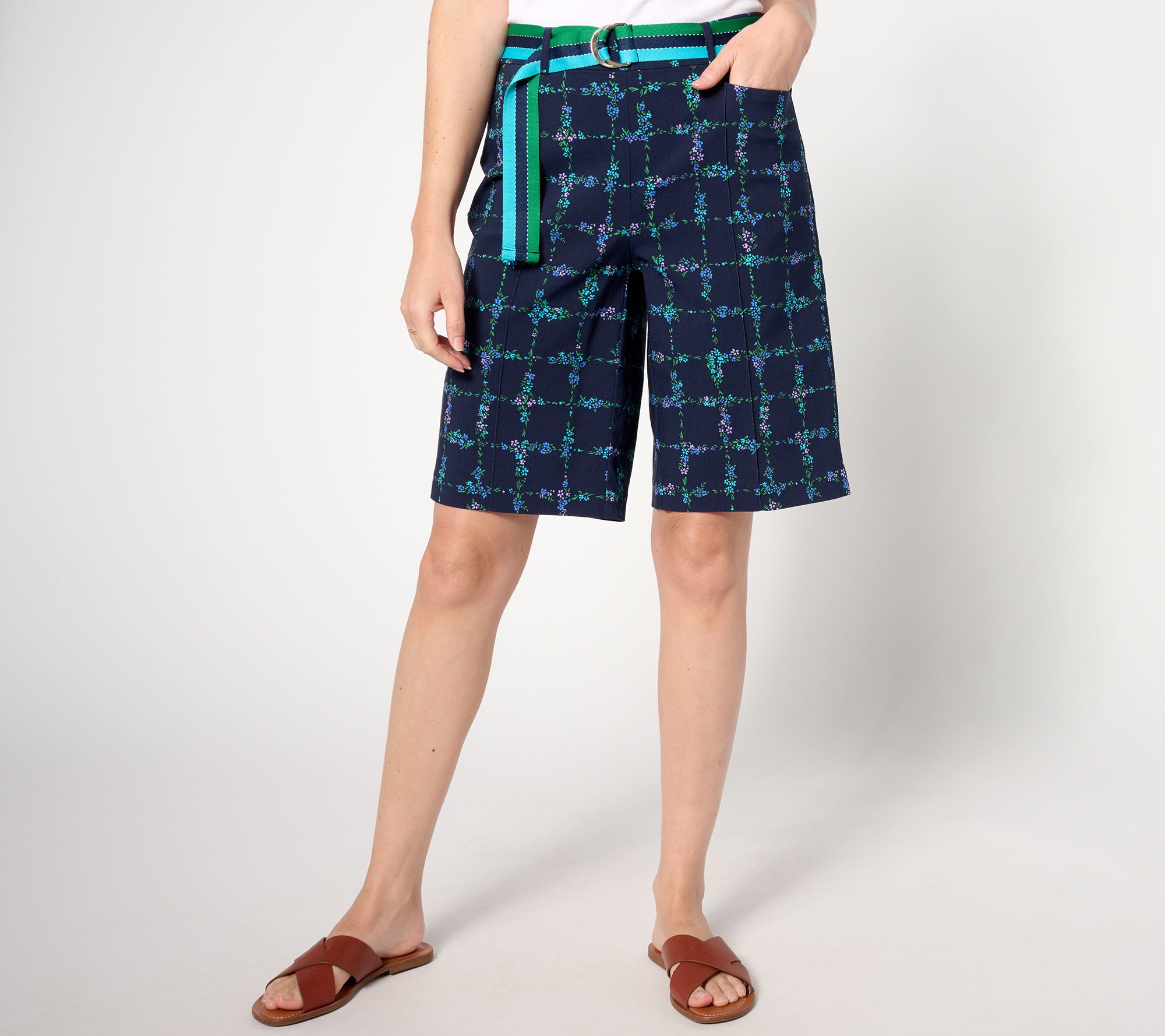 Isaac Mizrahi Live! Petite Clubhouse Print or Solid Bermuda Shorts