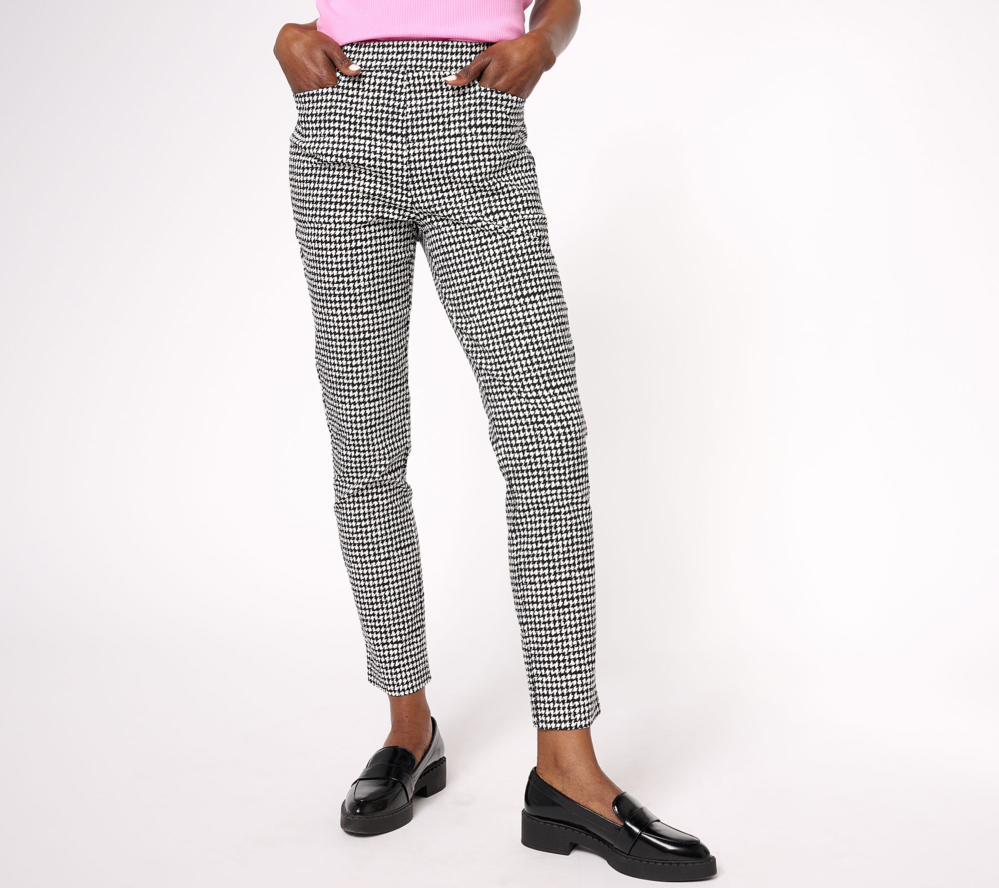 "As Is" Susan Graver Petite Printed Textured Woven Ankle Pants