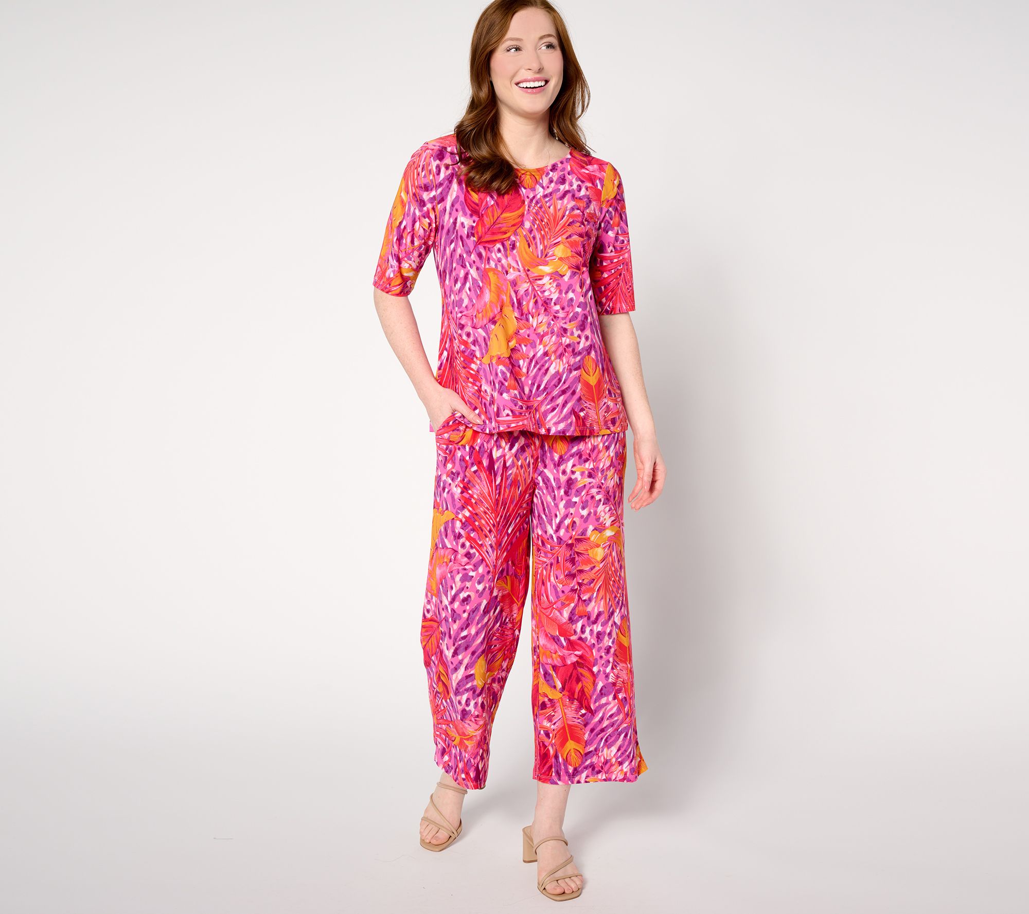 Attitudes by Renee Regular Como Jersey Elbow Sleeve & Crop Pant