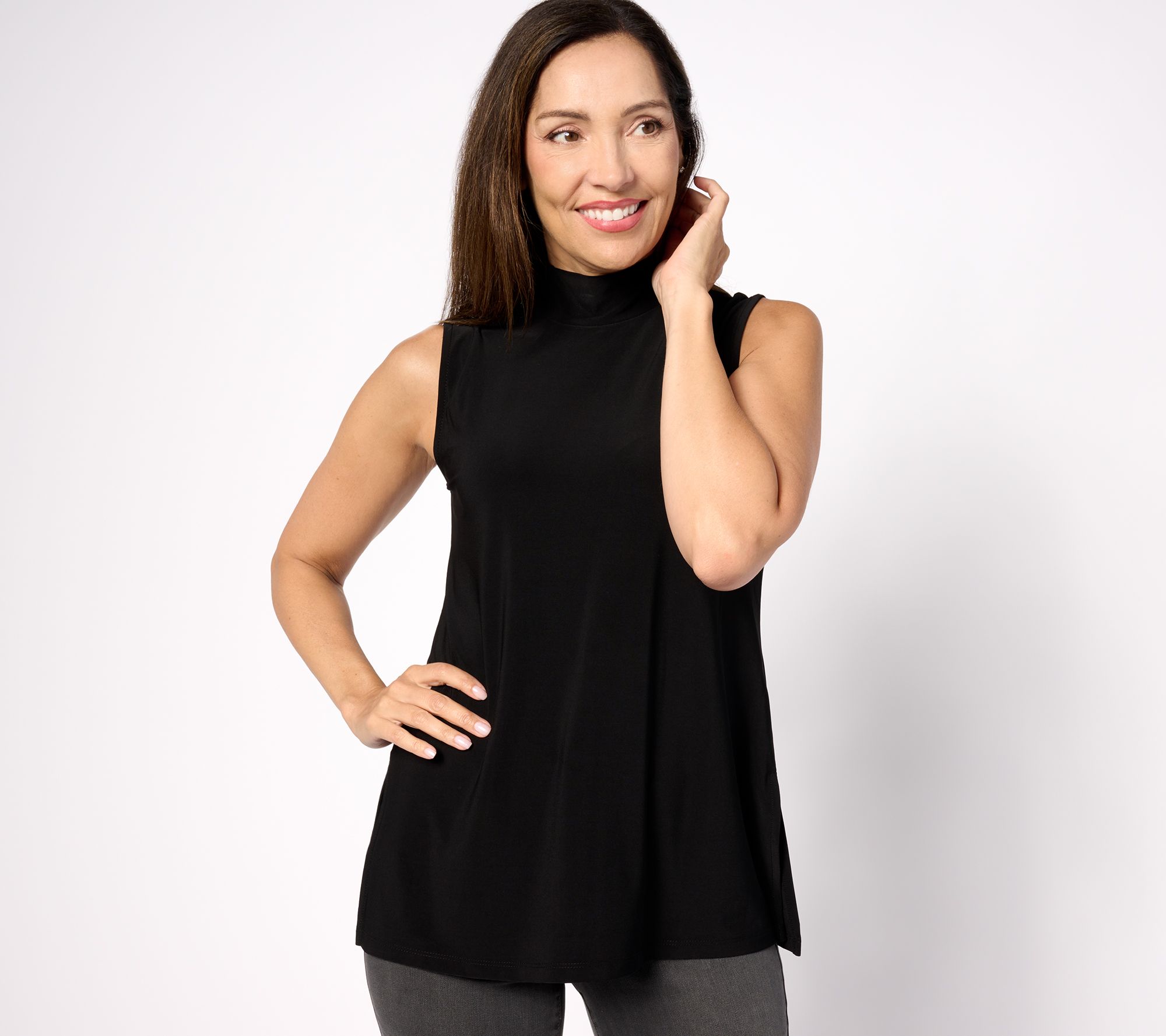 "As Is" Dennis Basso Italia Knit Sleeveless Mock Neck Top