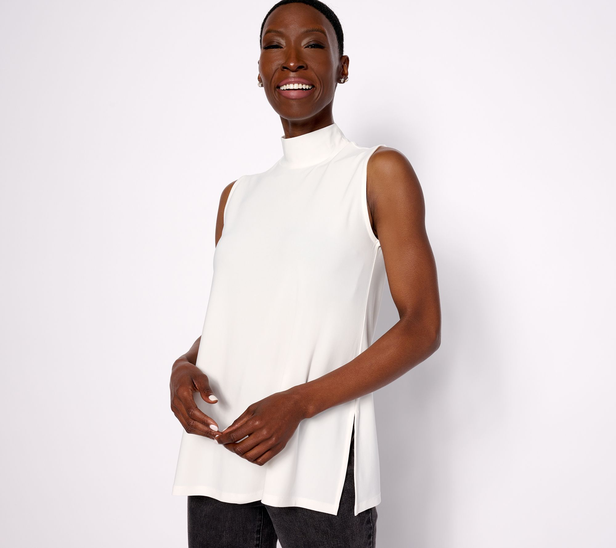 "As Is" Dennis Basso Italia Knit Sleeveless Mock Neck Top