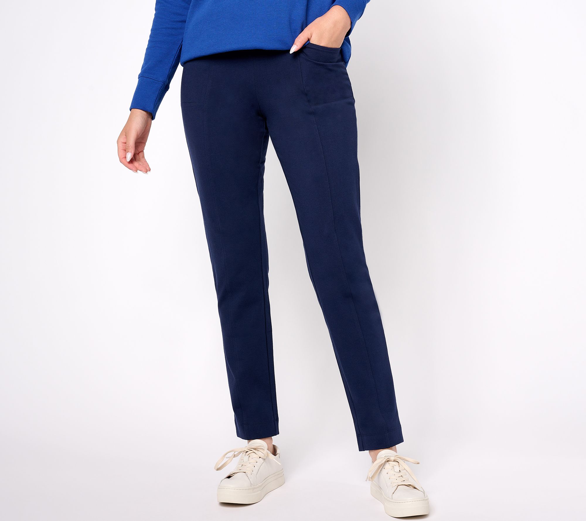 "As Is" Denim & Co. Duo Stretch Petite Any Day Slim Straight Pant