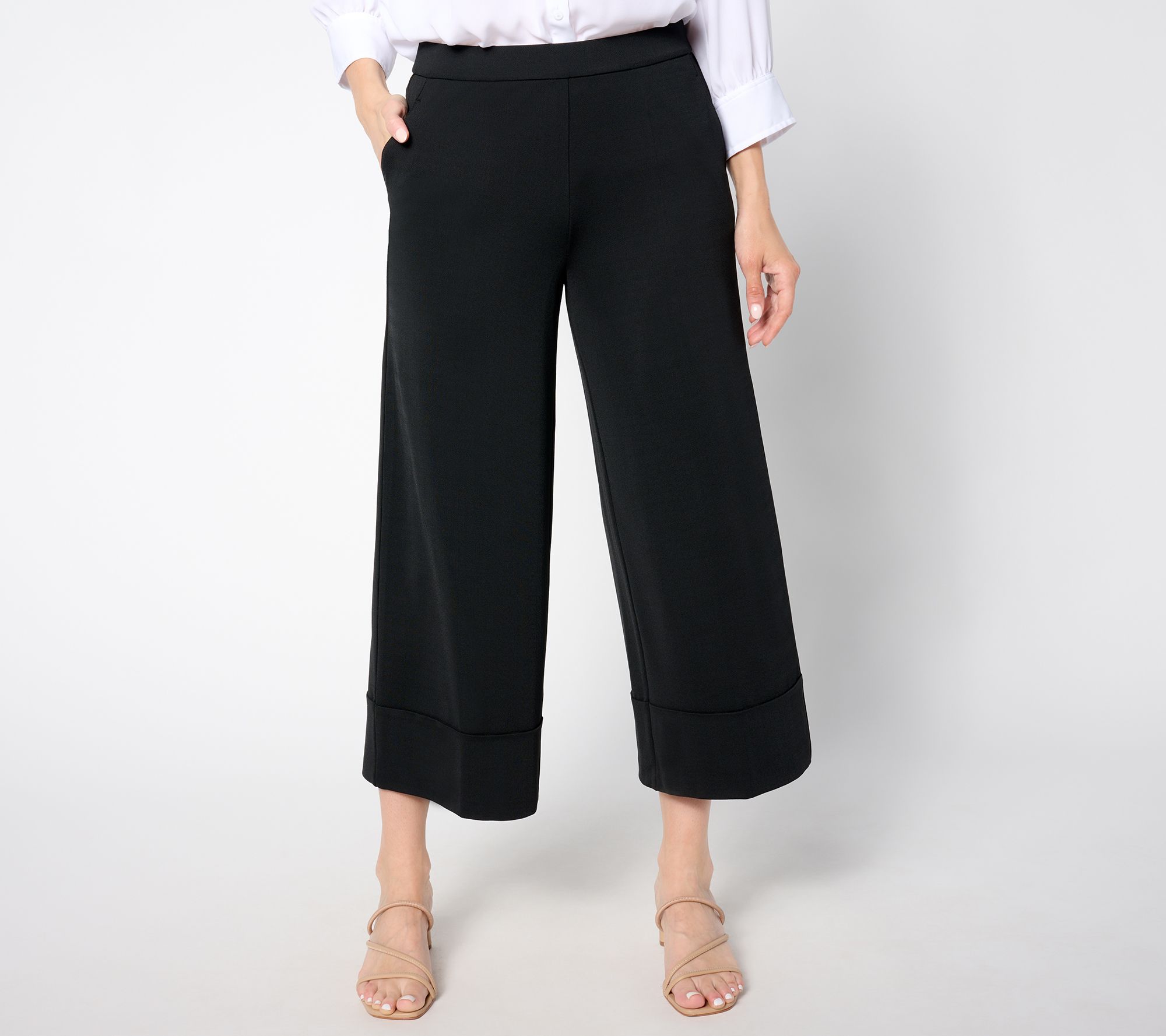 Isaac Mizrahi Live! Petite Pebble Knit Crop Pants w/ Wide Hem Cuff