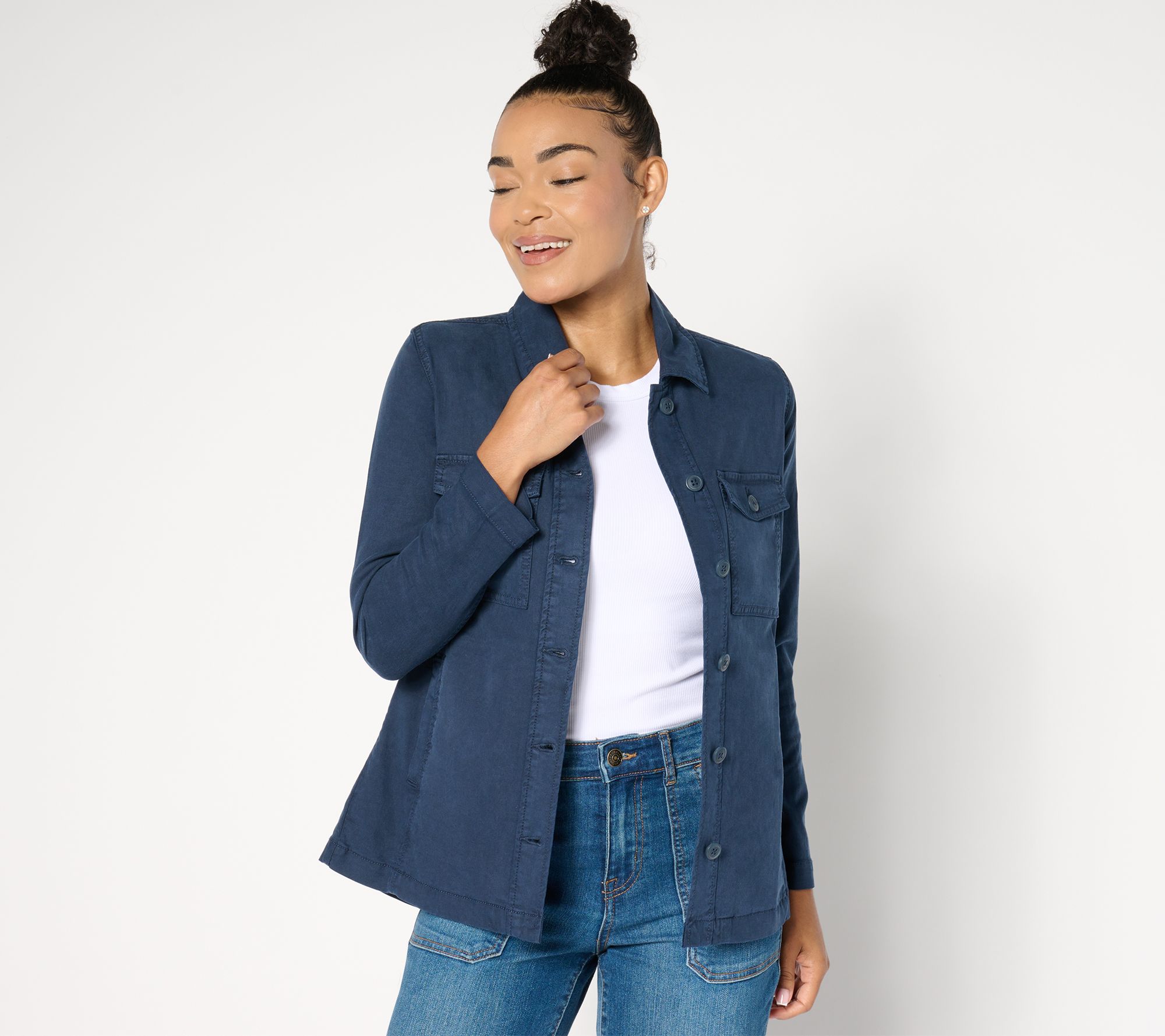 Liverpool Los Angeles Peplum Hem Shacket - Royal Navy