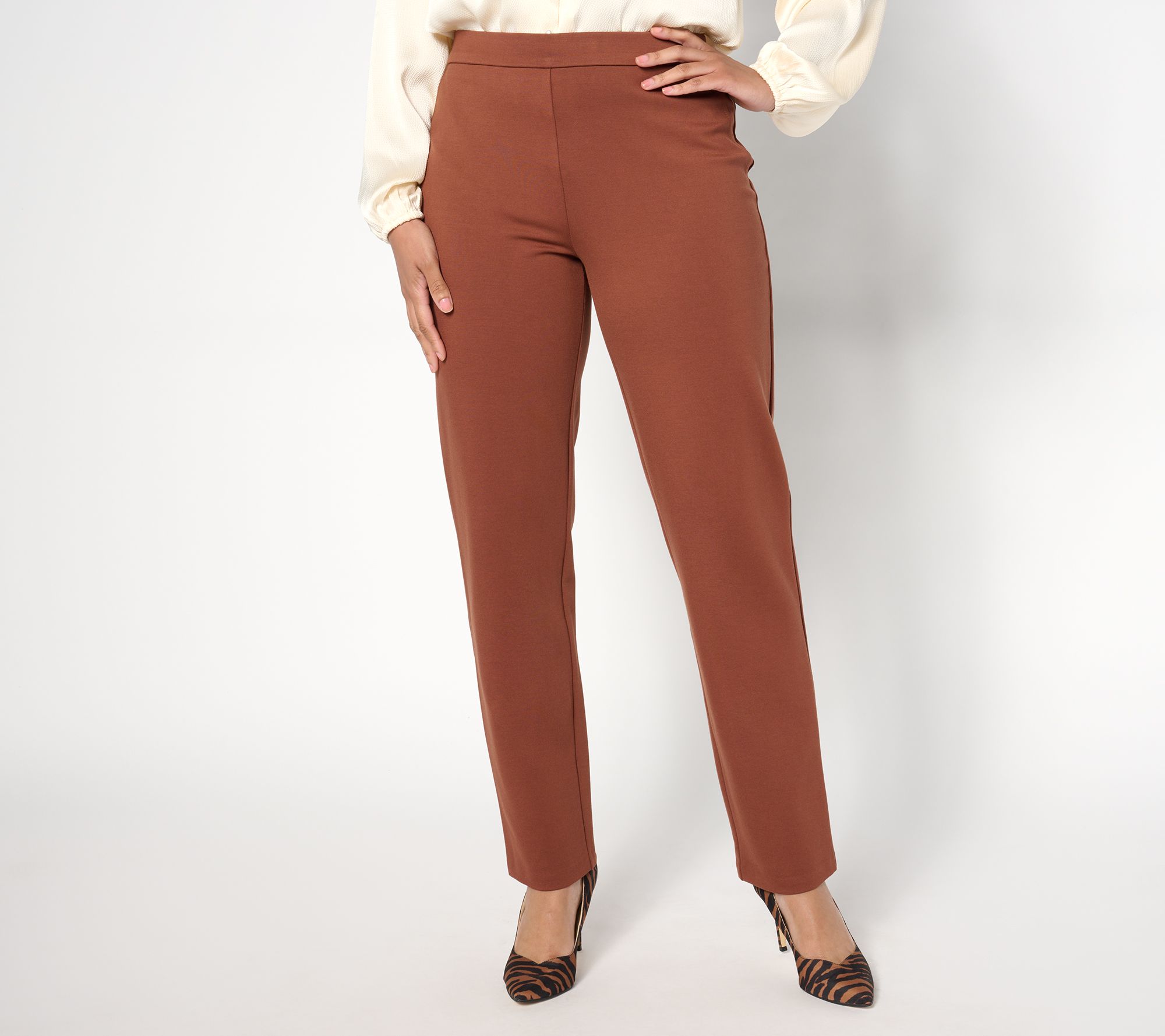Dennis Basso Petite Straight Leg Ponte Knit Pant
