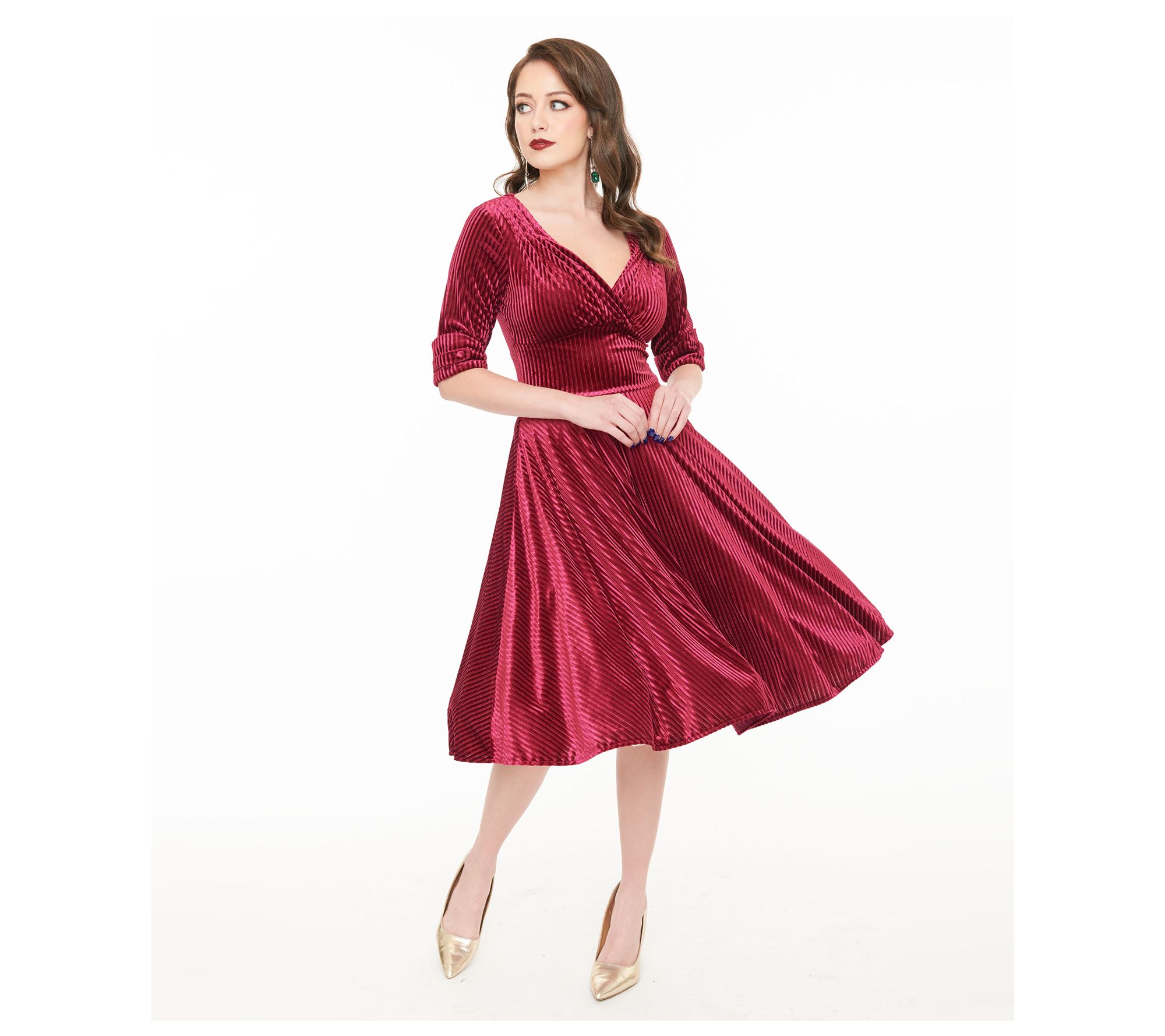 Unique Vintage Delores Swing Dress with Elbow Sleeves