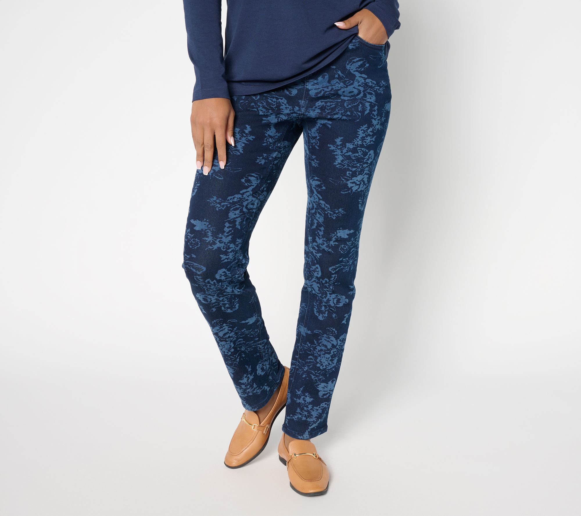 Denim & Co. Tall Comfy Knit Straight Leg Pull-On Jean