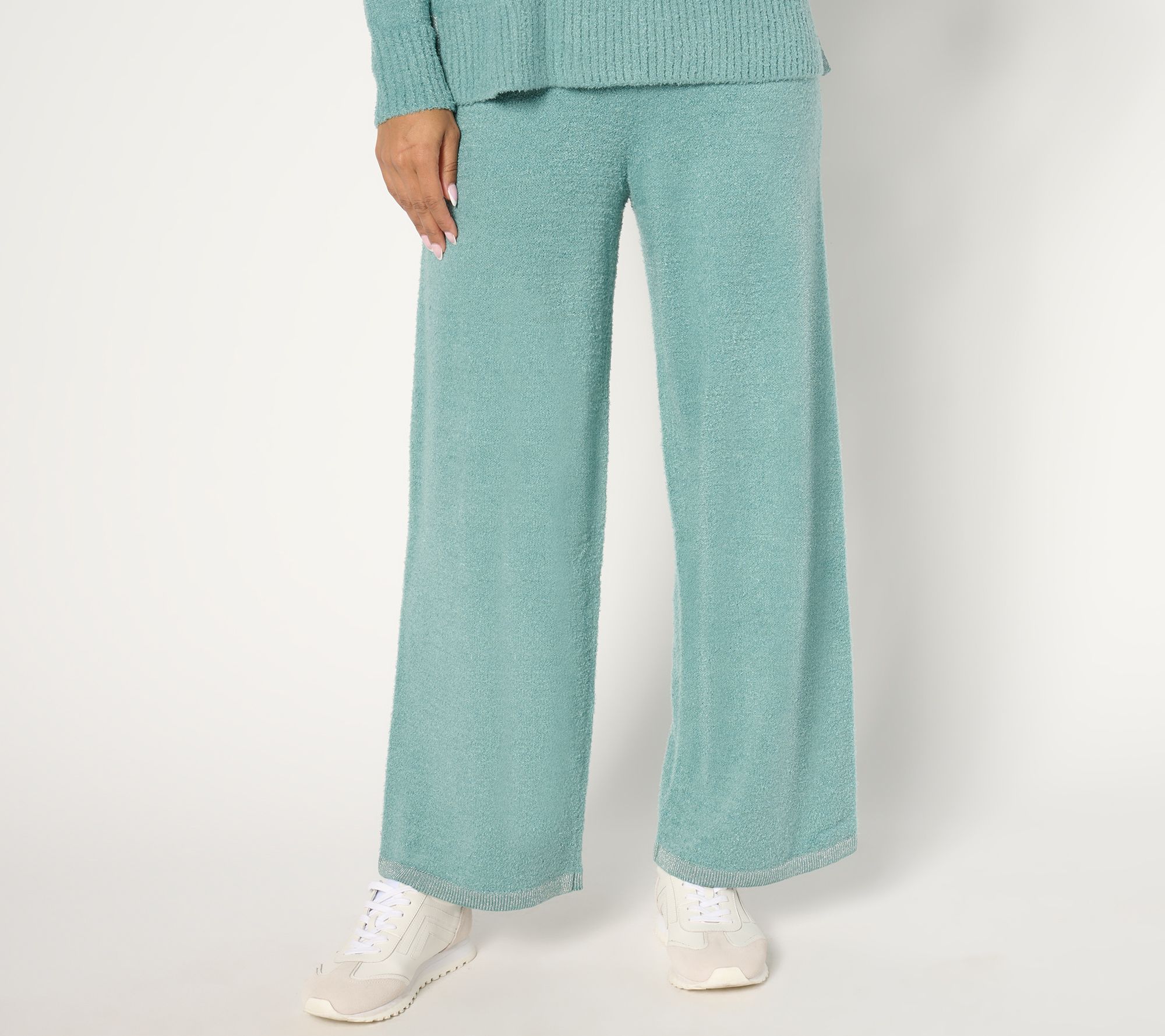 Isaac Mizrahi Live! Tall Apres Cozy Eyelash Yarn Wide Leg Pants