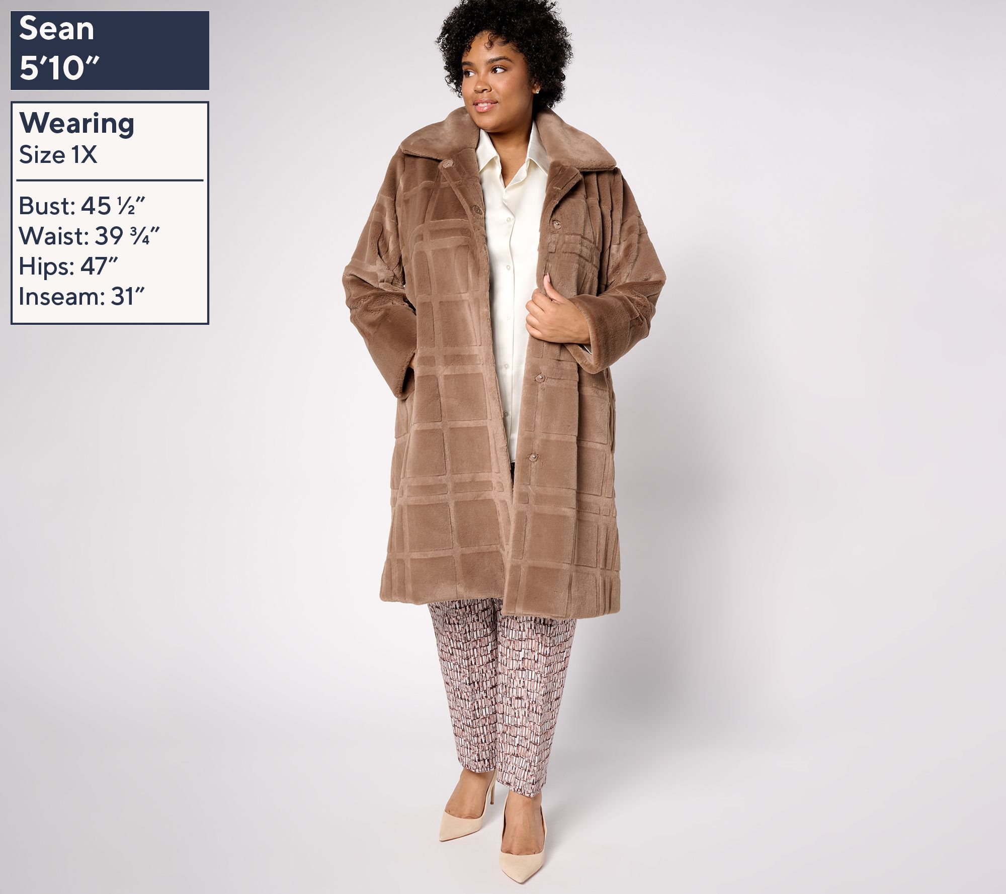 Dennis Basso Petite Sculpted Plaid Faux Fur Coat - QVC.com