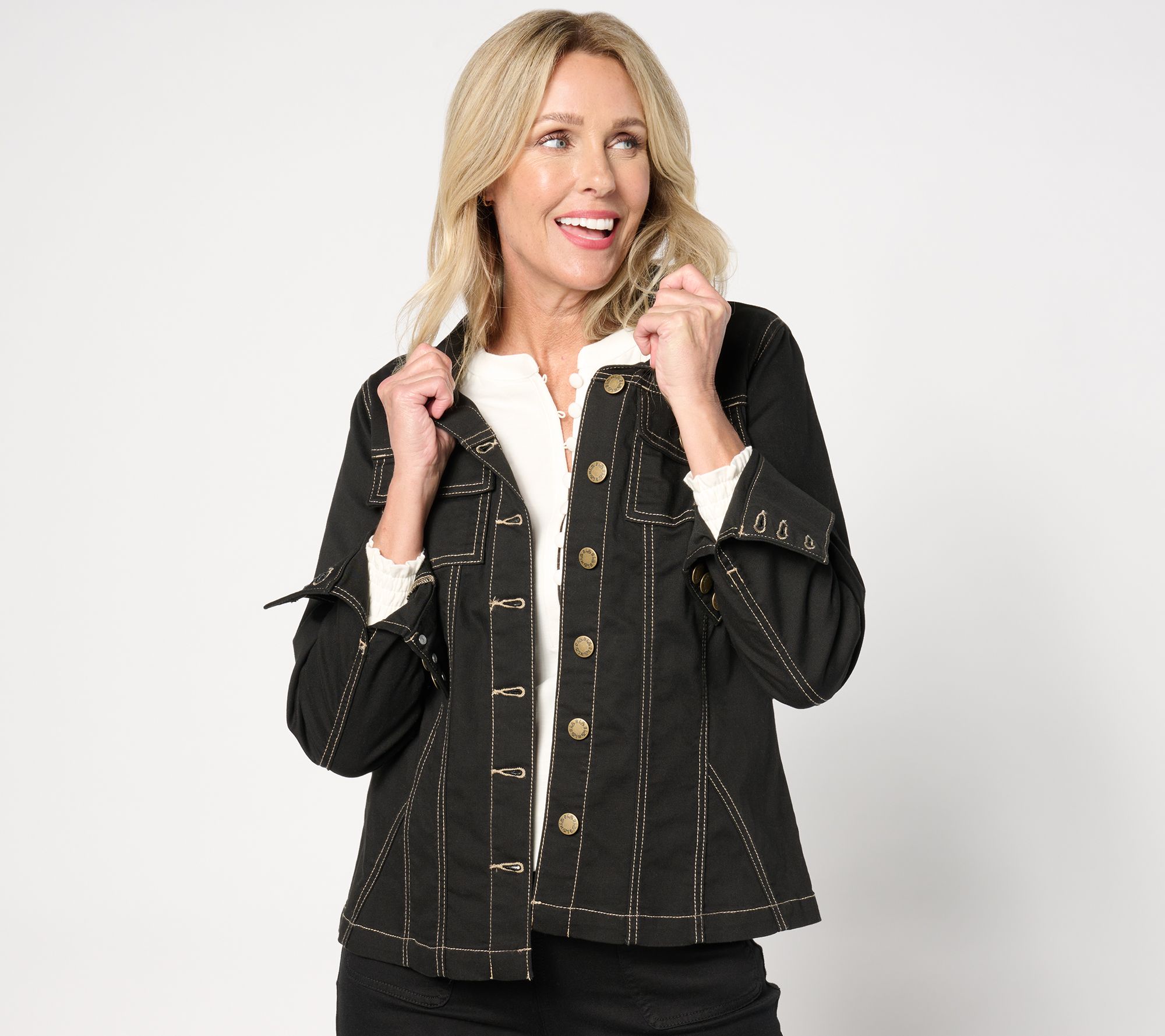 "As Is" Belle by Kim Gravel Fit & Flare Stretch Denim Jacket