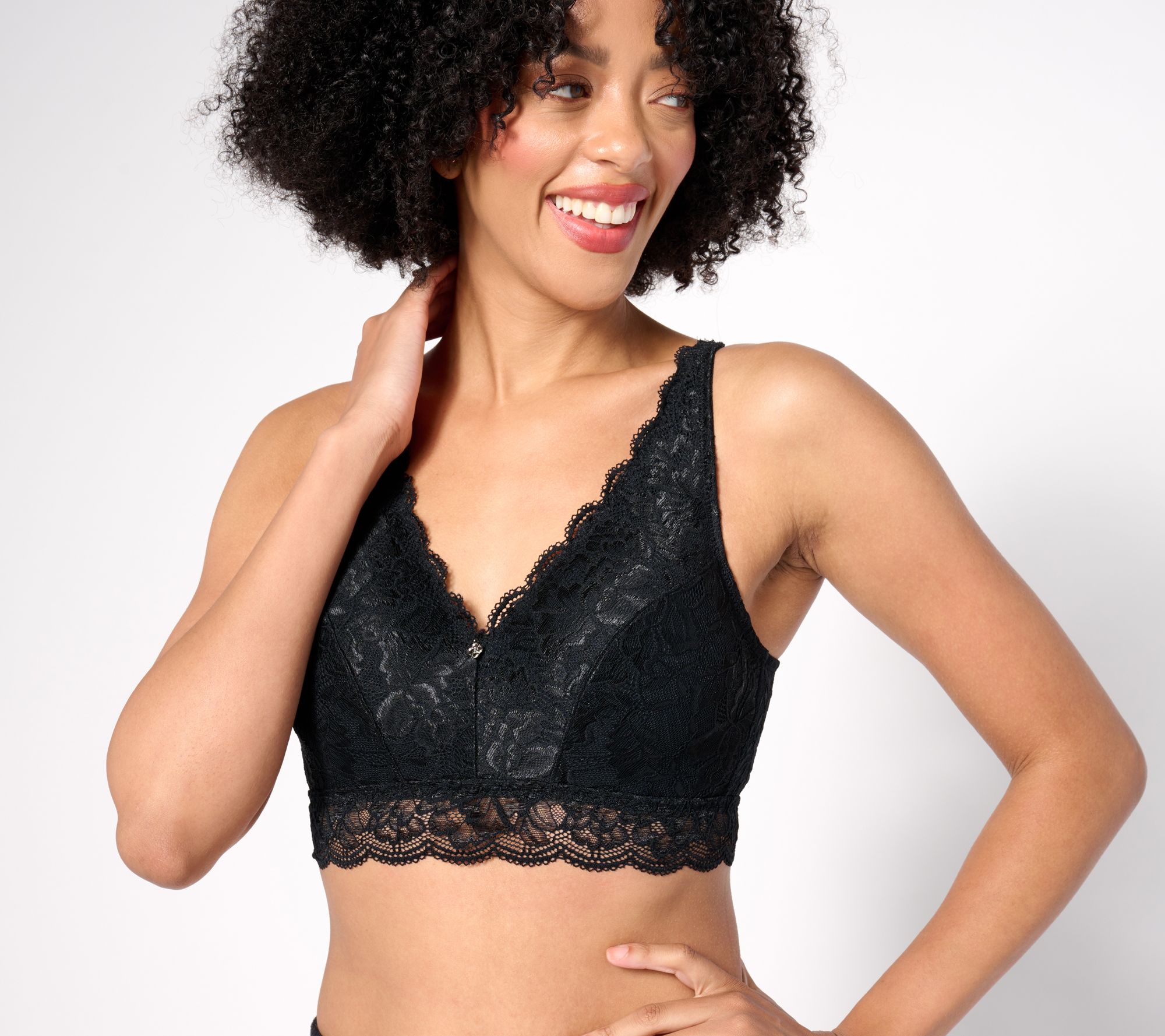 "As Is" Breezies Natural Curves Wirefree Lace Bralette w/ Pad