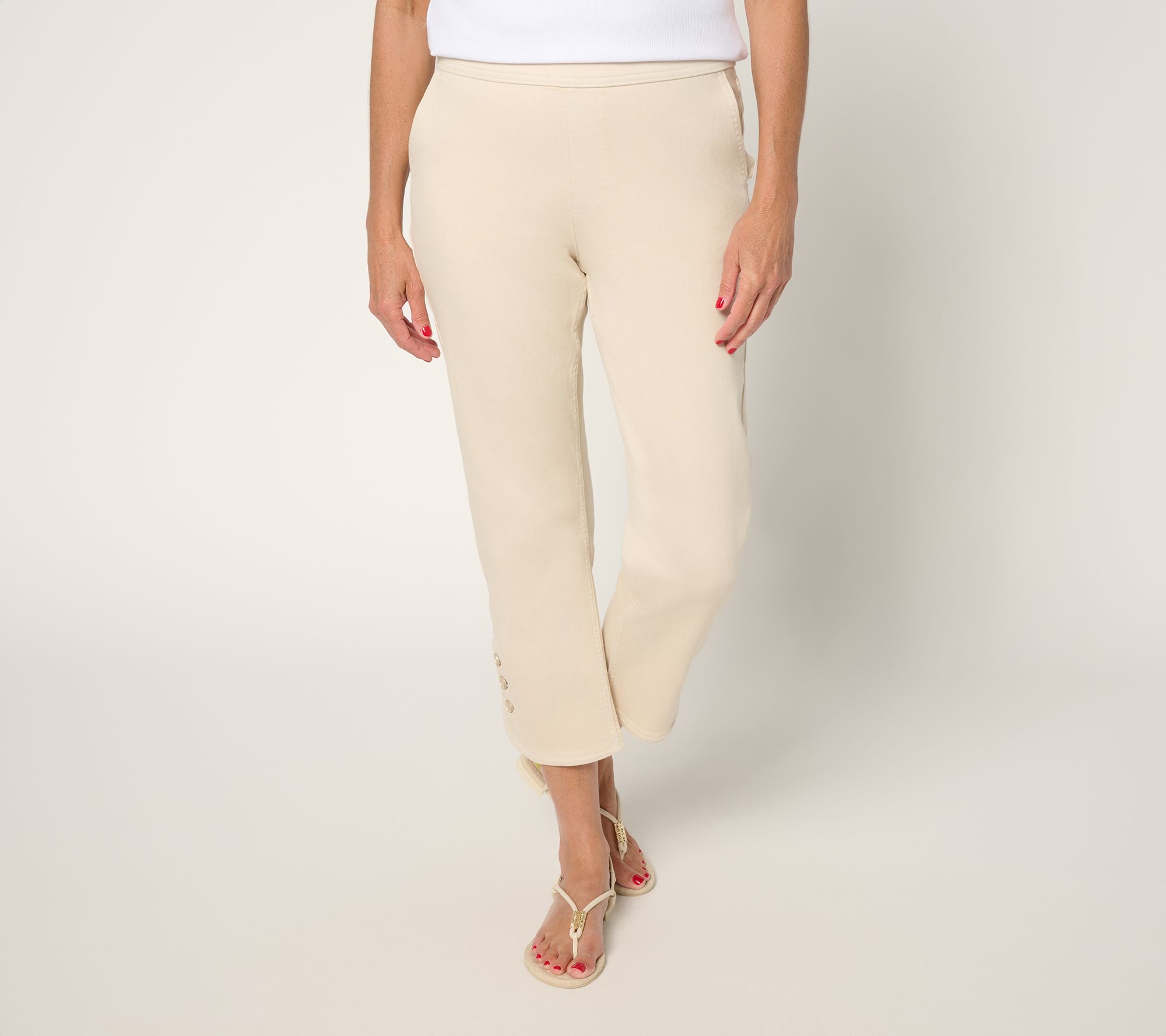 Martha Stewart Signature Tall Colored Denim Crop w Button Detail