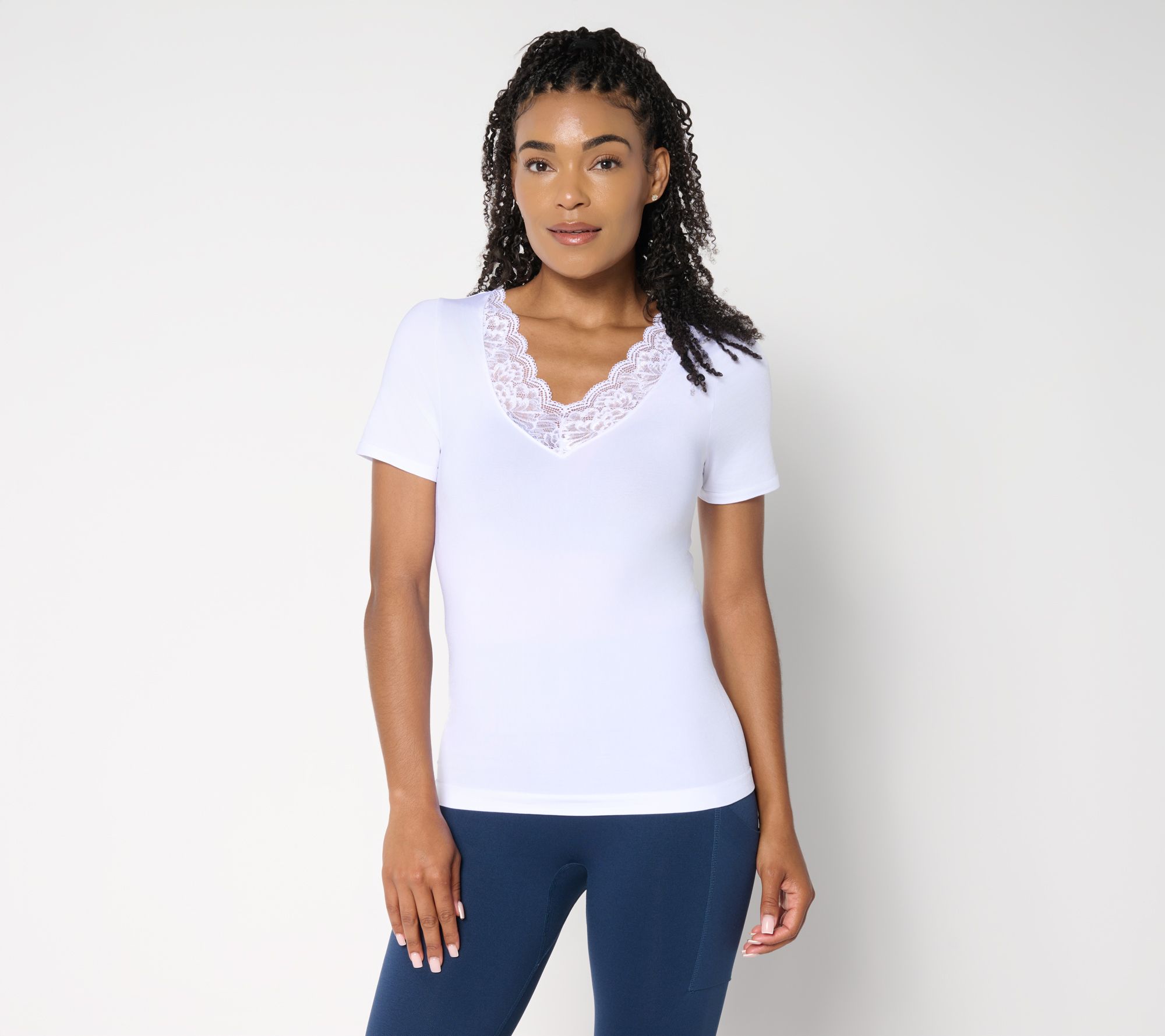 Breezies Natural Curves Seamless Lace Layering Tee