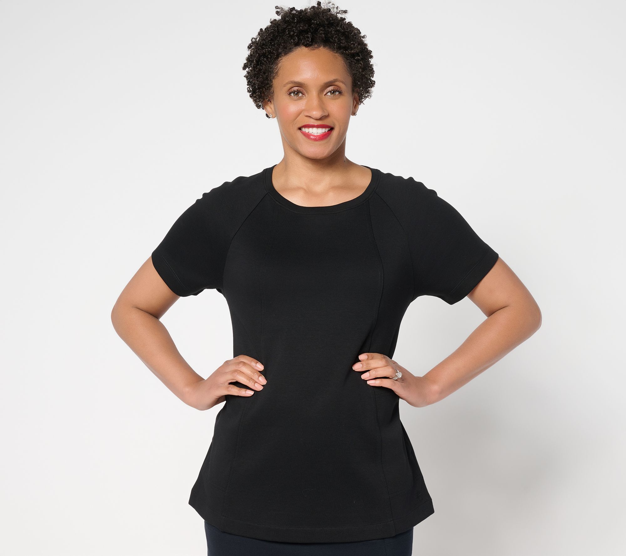 Isaac Mizrahi Live! Essentials Pima Cotton Short Sleeve Top