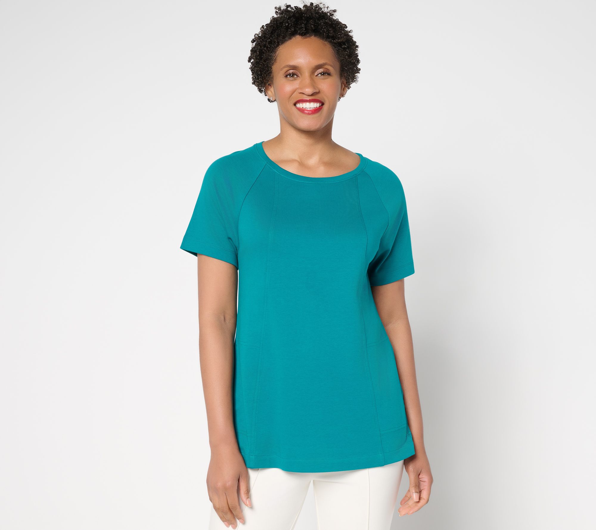 Isaac Mizrahi Live! Essentials Pima Cotton Short Sleeve Top