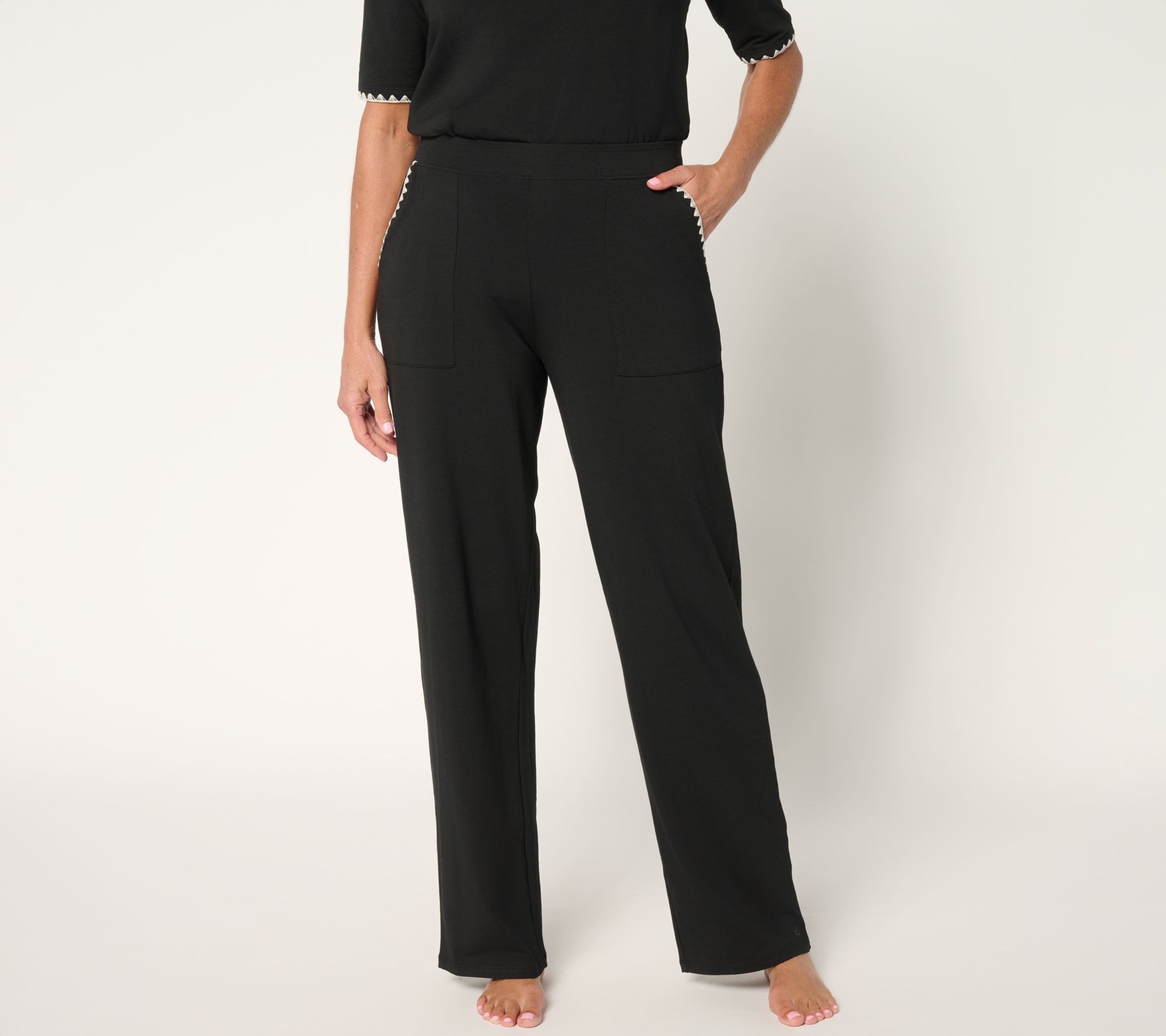 Cuddl Duds Cottonwear+ Crochet Trim Straight Leg Pant