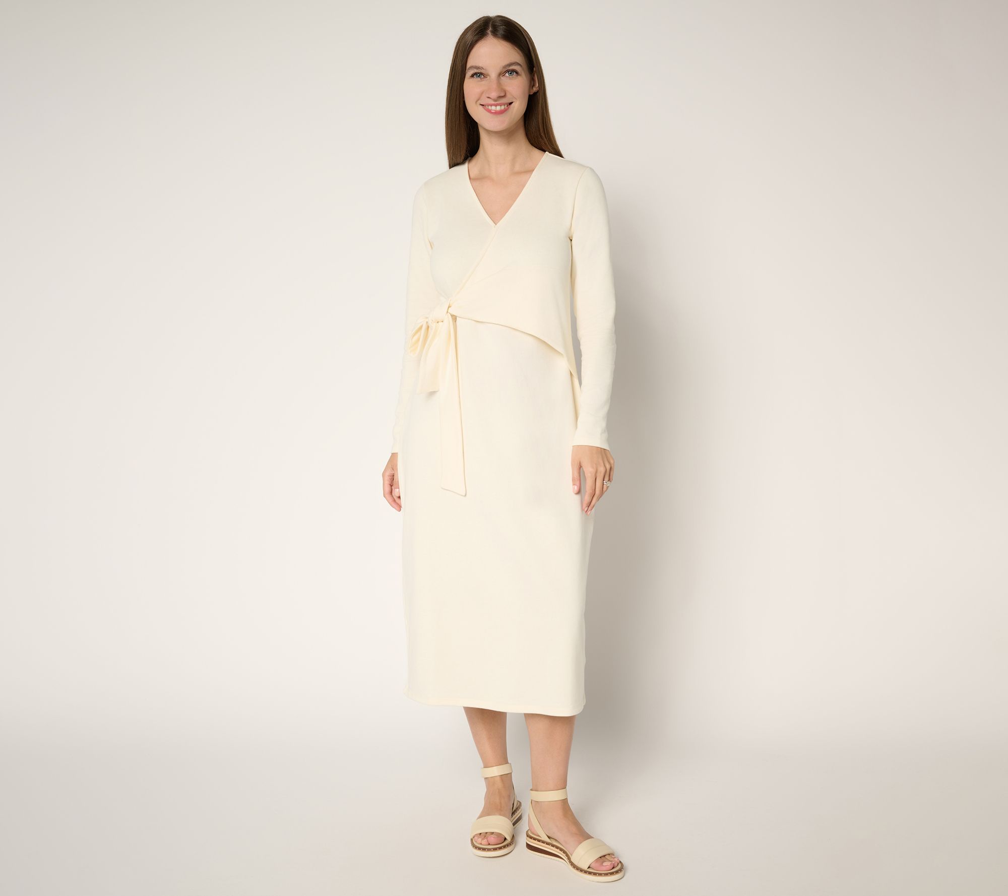 Peace Love World Petite French Terry Tie Waist Dress