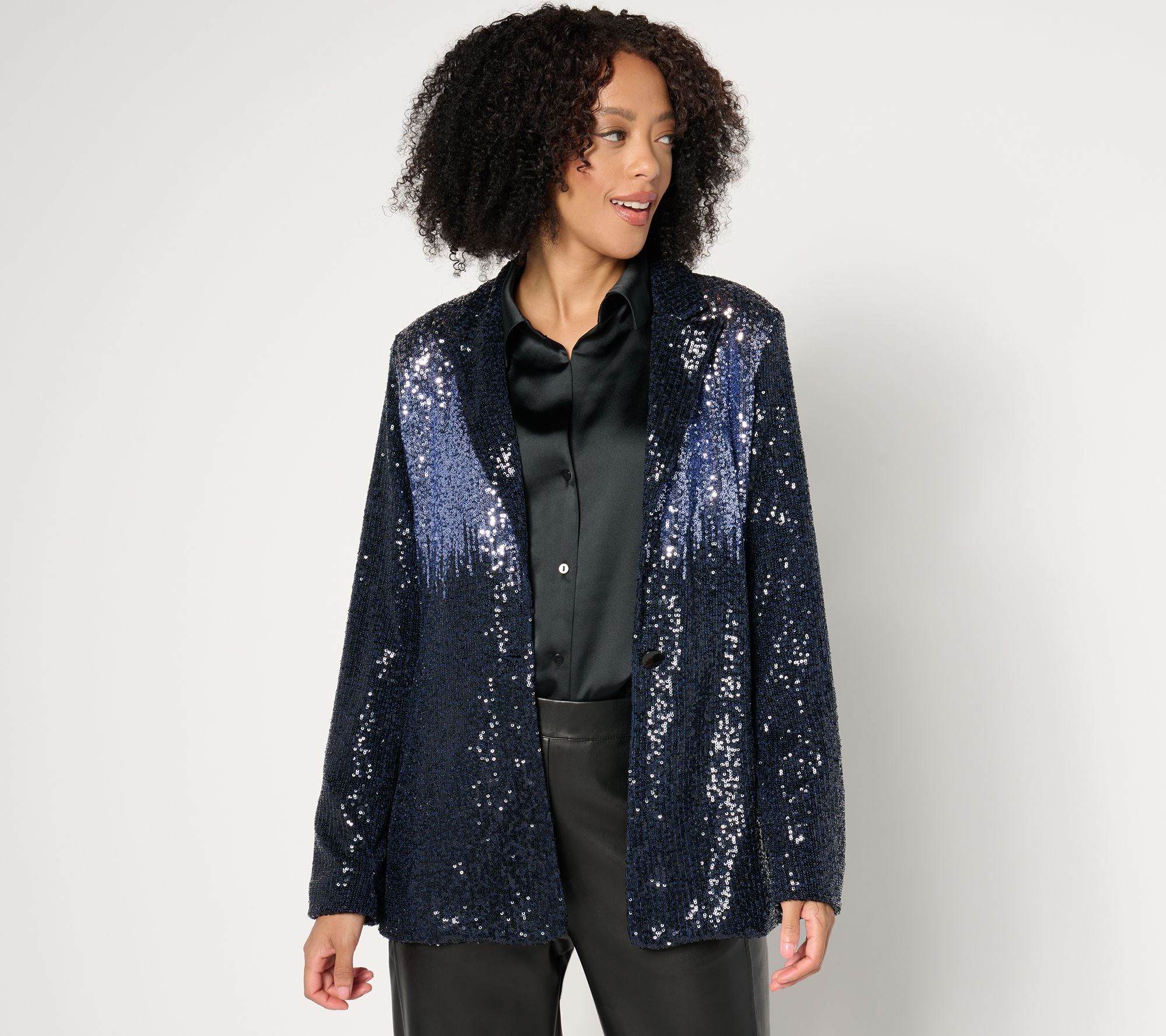 "As Is" Dennis Basso Sequin Blazer with Ombre Detail at Shoulder