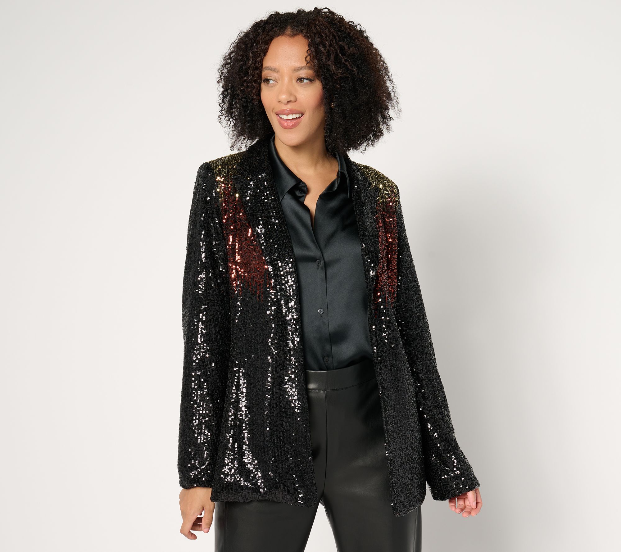 "As Is" Dennis Basso Sequin Blazer with Ombre Detail at Shoulder
