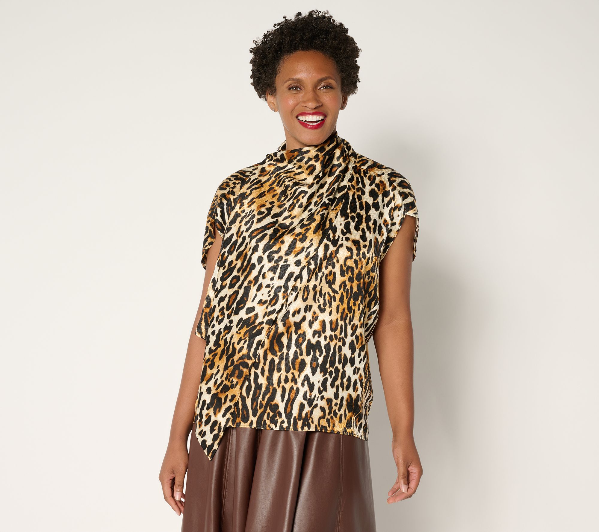  Carla Rockmore Collection Draped Jacquard Blouse