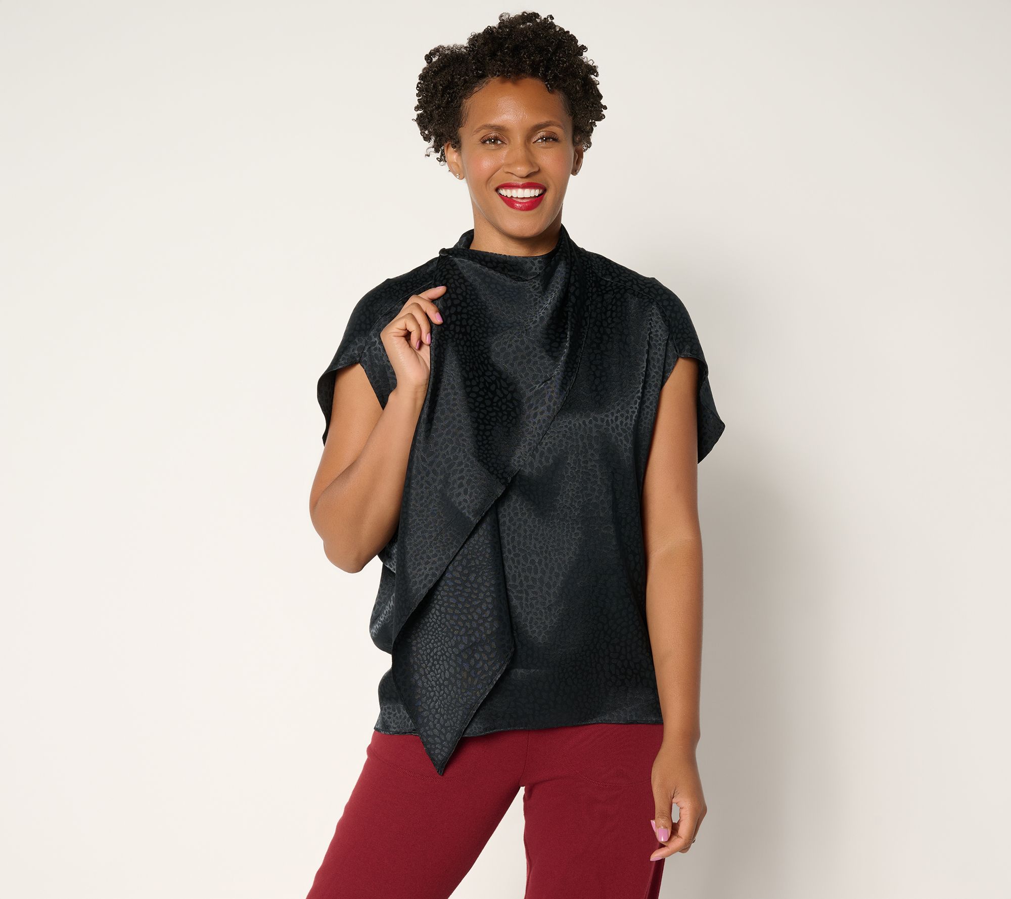 Carla Rockmore Collection Draped Jacquard Blouse