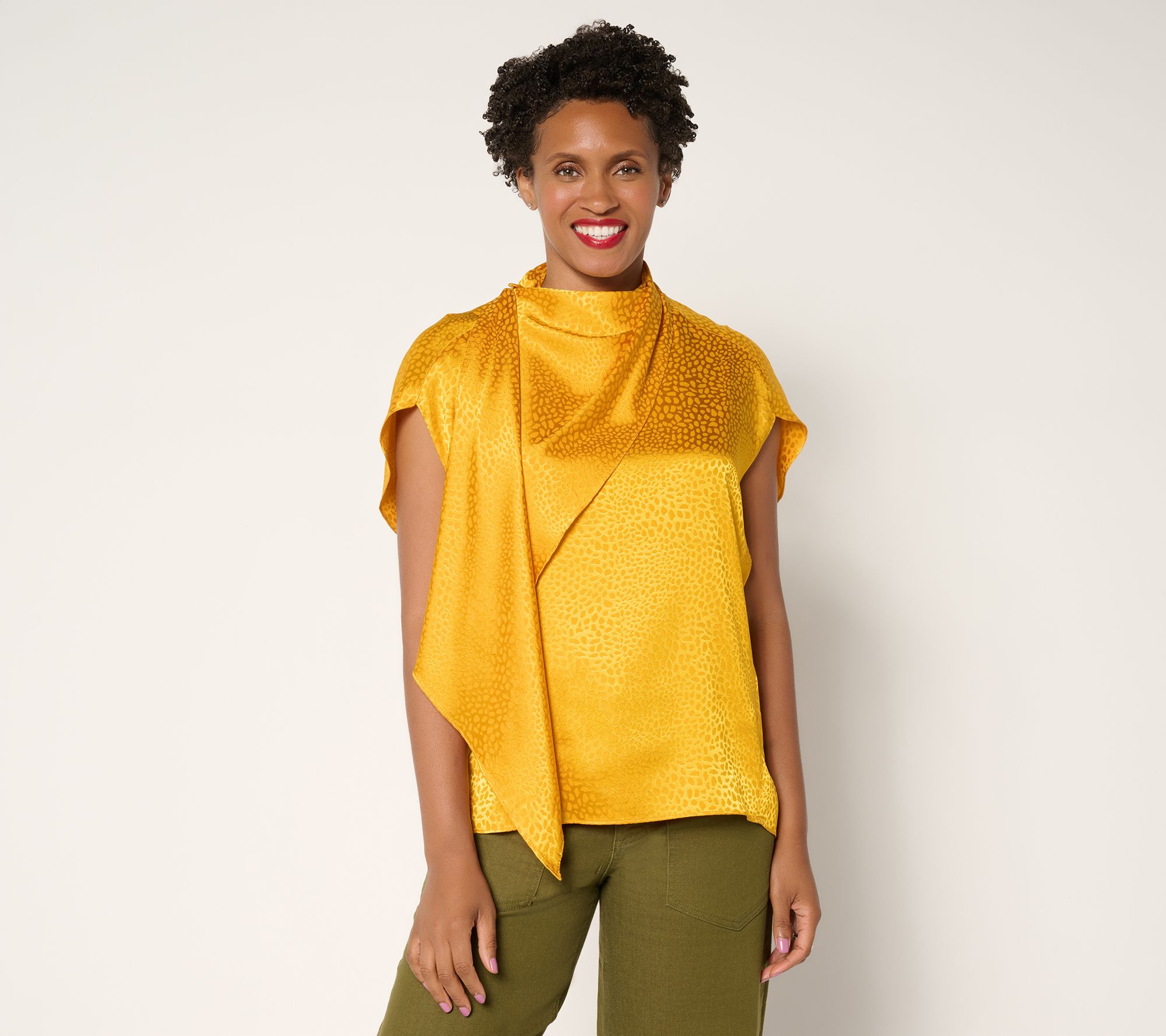 Carla Rockmore Collection Draped Jacquard Blouse
