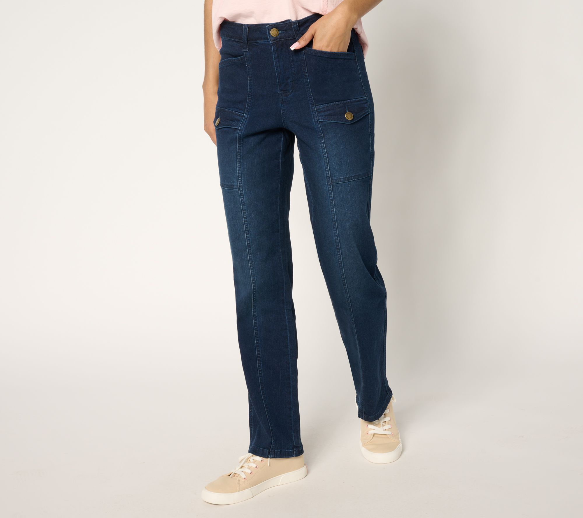 "As Is" Belle by Kim Gravel Pet TripleLuxe Denim Cargo Pants