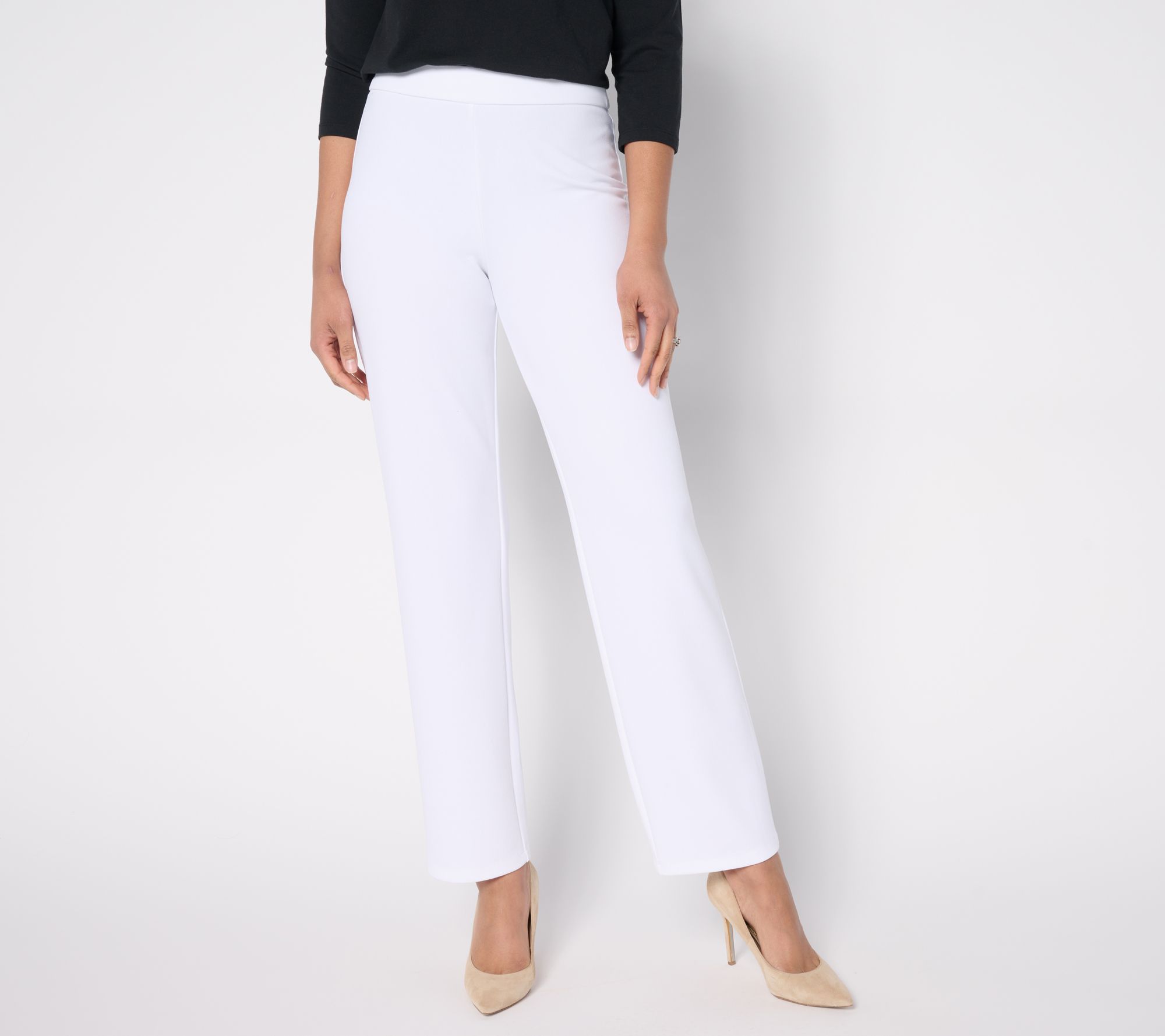 "As Is" Dennis Basso Petite Straight Leg Luxe Crepe Pant