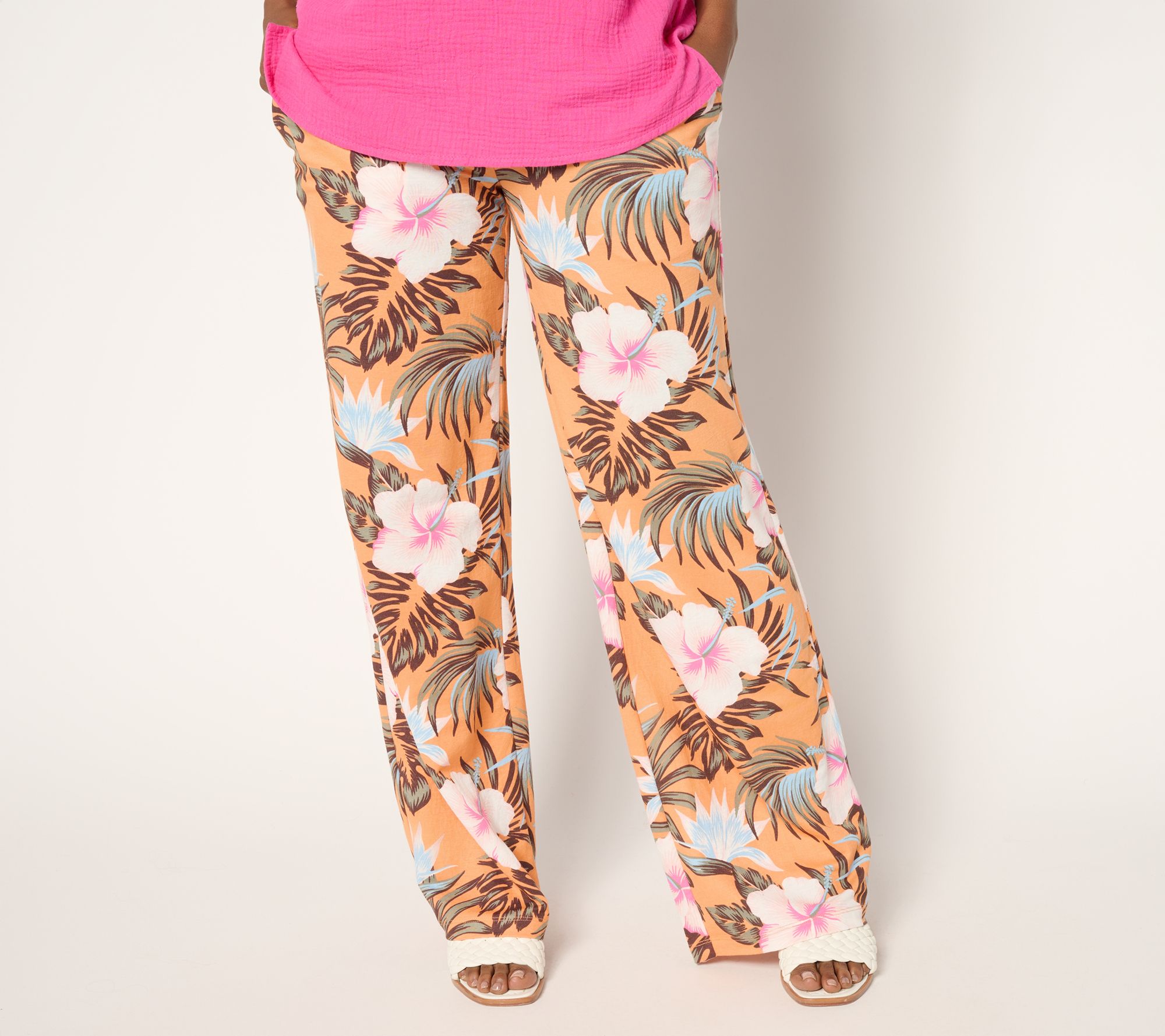"As Is" Belle Beach by Kim Gravel Regular Cabana Knit Tropical Pant