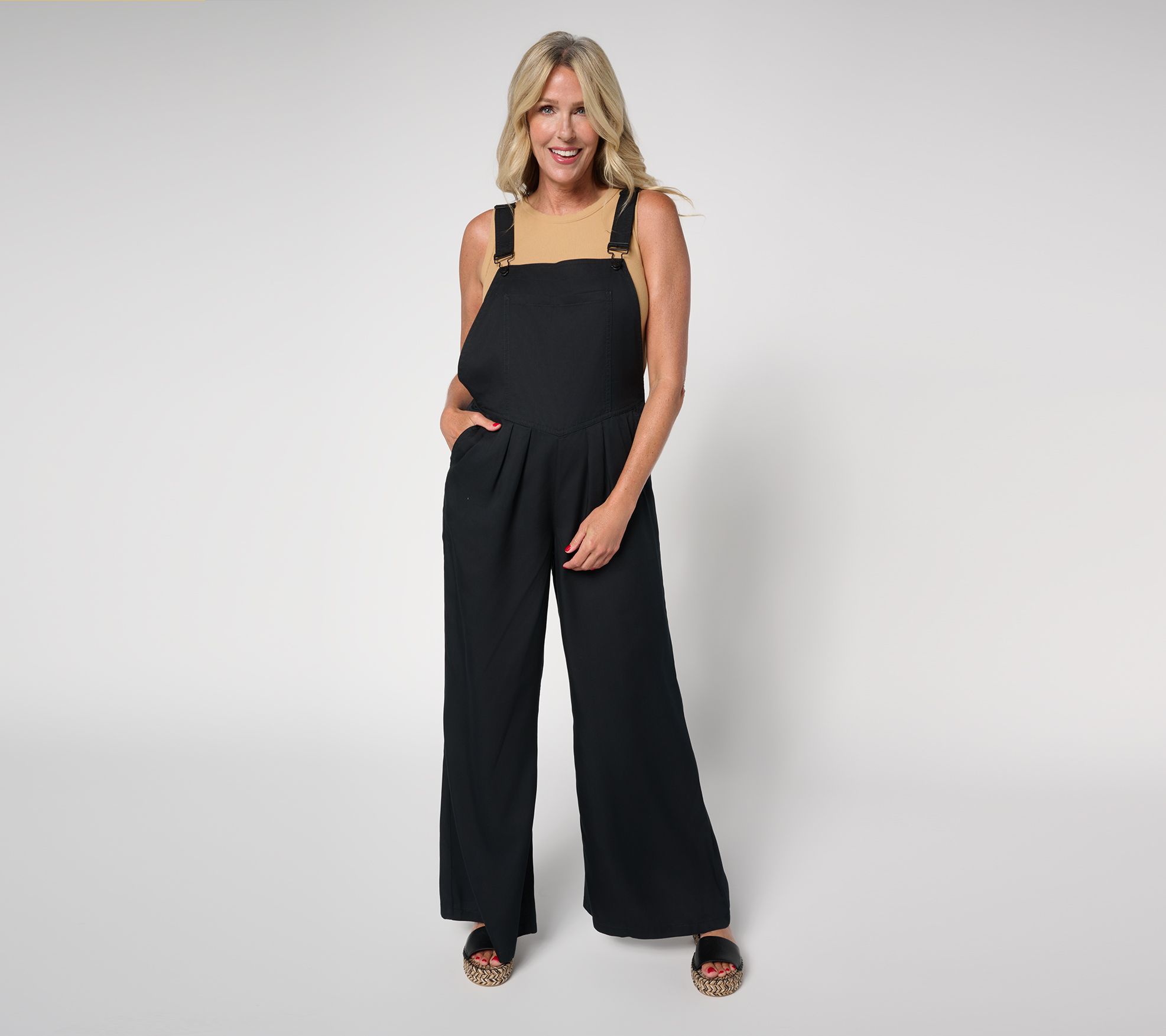 "As Is" Me by Jennie Garth Reg Lyocell Rinks Overall Black