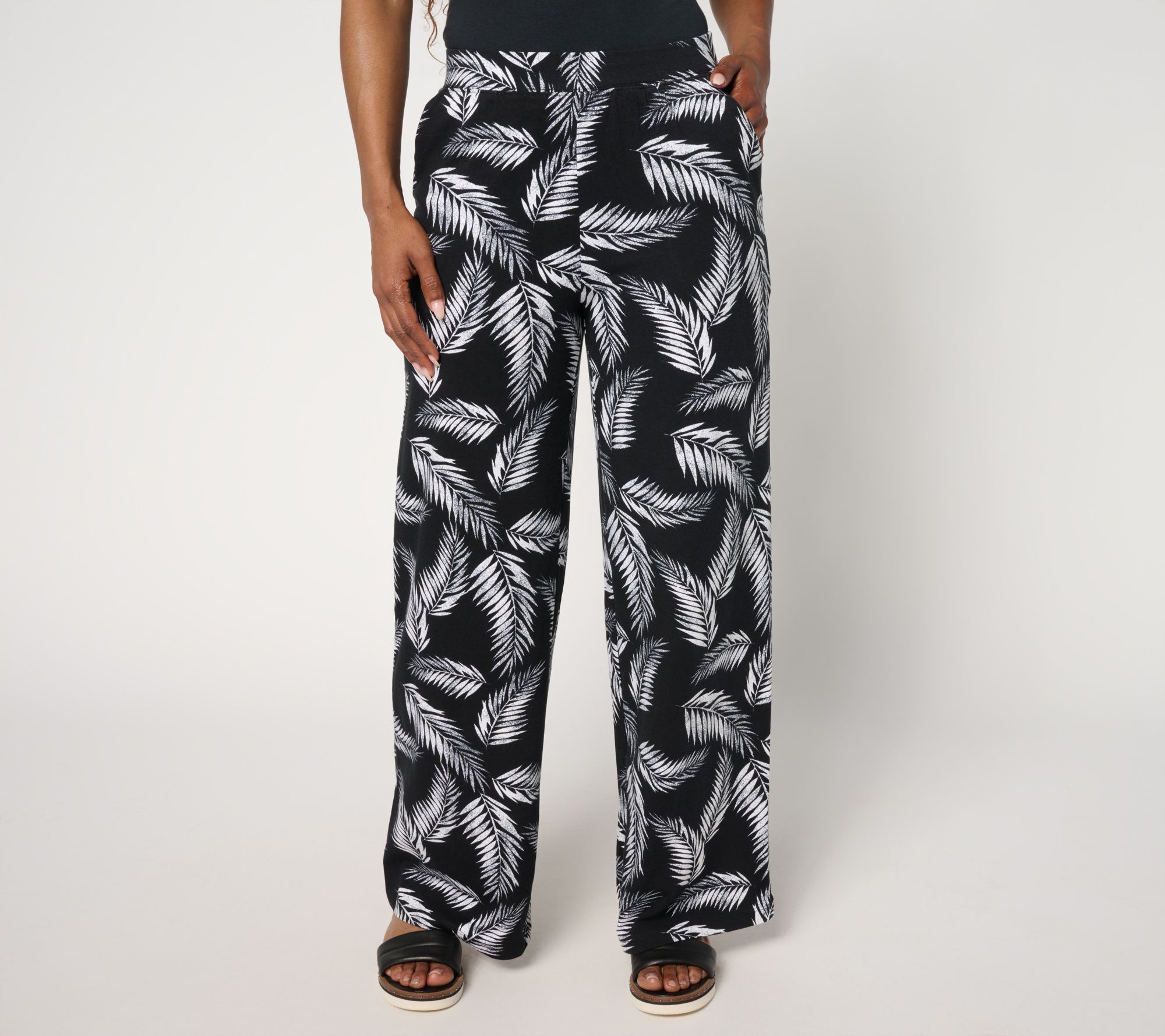 "As Is" Denim & Co. Beach Jersey Regular Wide Leg Pant- New Colors